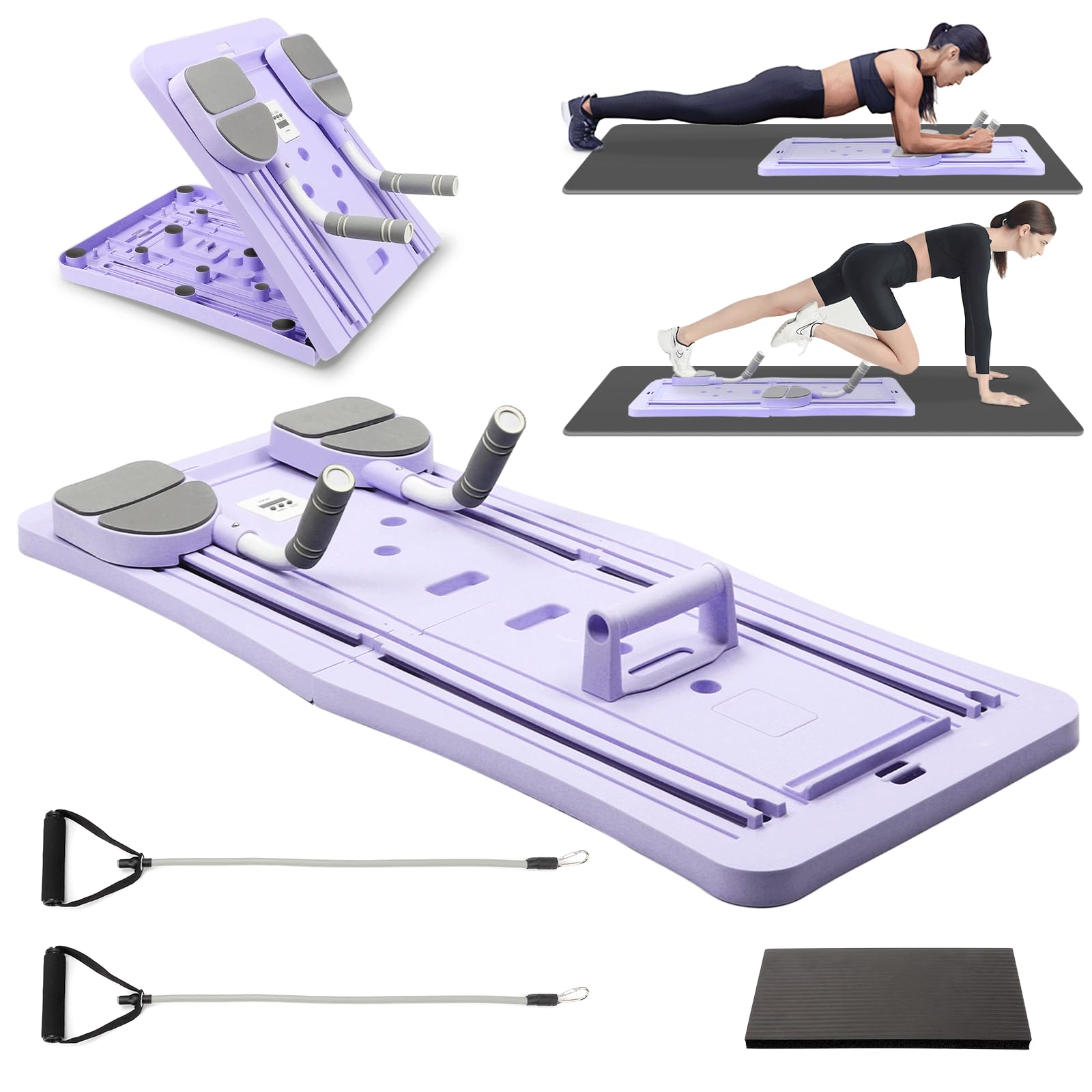 Machine Pilates Reformer 5 En 1 Pliable - Planche Abdominale Avec Roue Et Élastiques - Entraînement Maison Complet - 5