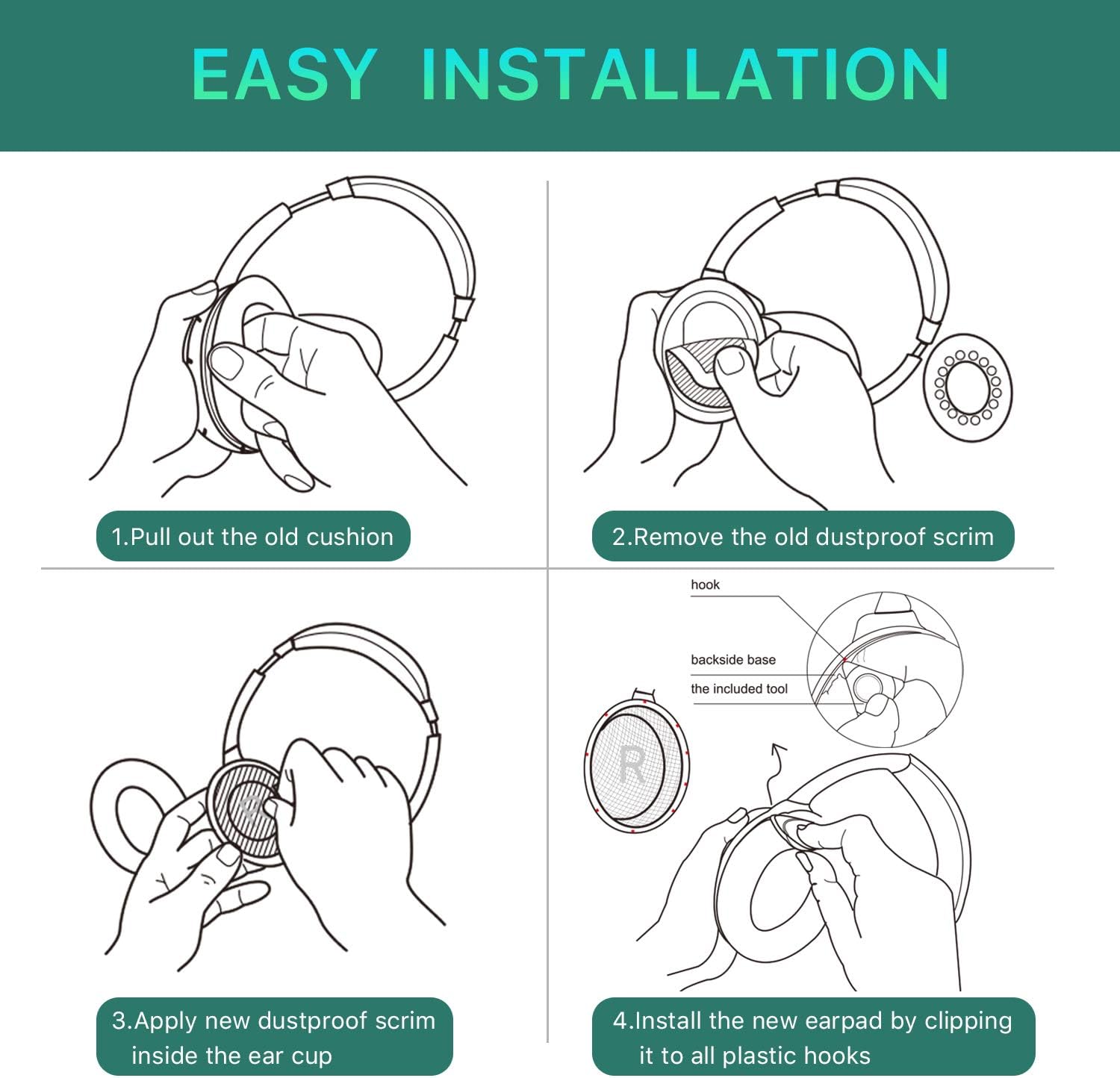 Replacement Ear Pads for Bose QuietComfort 35 (QC35) & Quiet Comfort 35 II (QC 35 ii) Headphones, EarPads Cushions with Noise Isolation Memory Foam, Softer Protein Leather, Added Thickness - Image 7