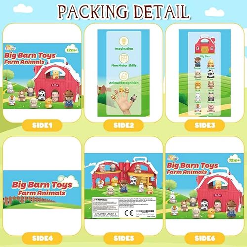 Miniatura 6 de SpringFlower Juguetes para niños y niñas de 1, 2 y 3 años, juguete de granero grande con animales de granja, juguetes educativos Montessori, juguete