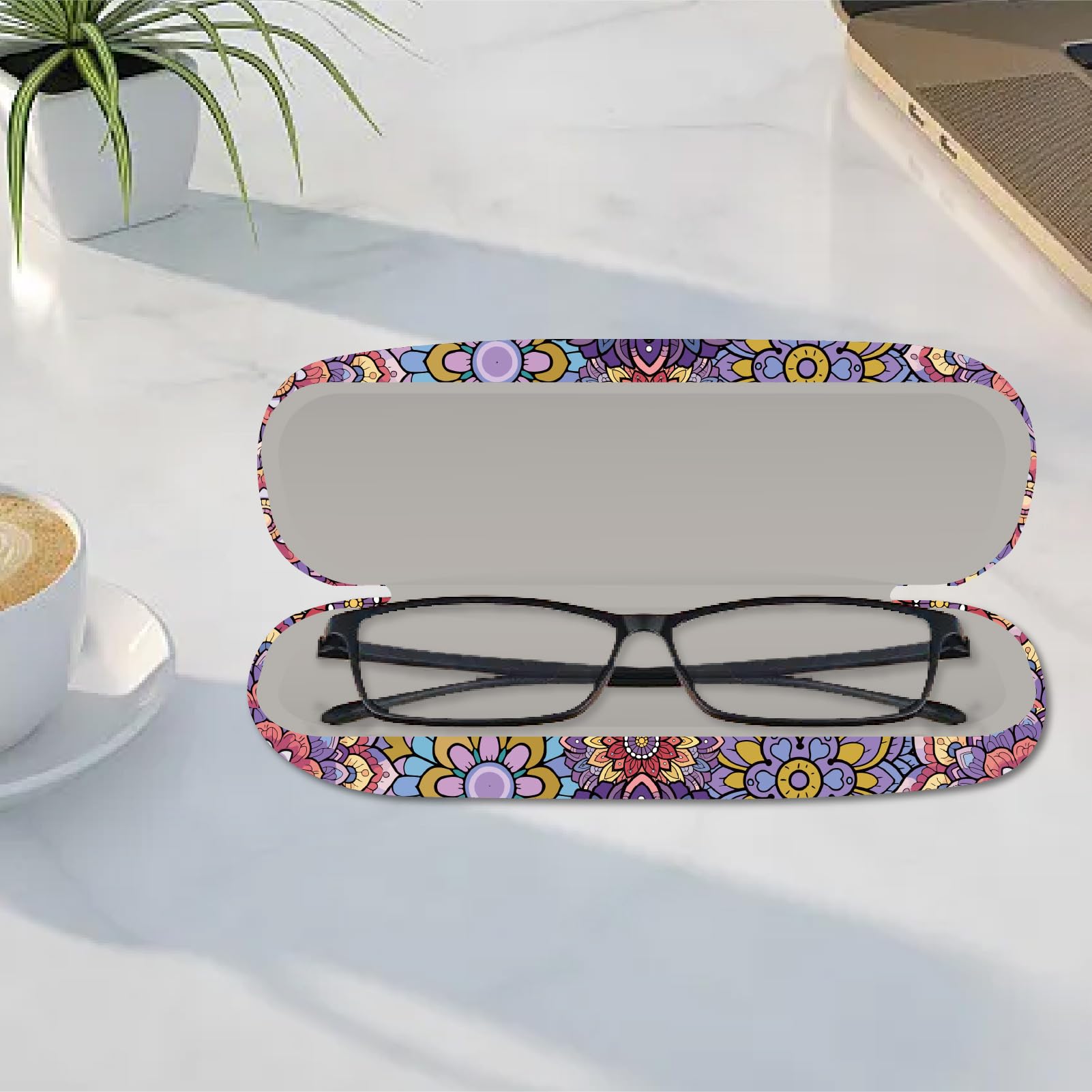 CREATCABIN Étui à Lunettes Cuir Rigide Étui à Lunettes Soleil Étui Voyage Portable Pochette Rangement à Clapet Housse Protection Boîte Cadeau Pour Femmes Et Hommes Motif Dragon Chinois 16.2x6.4x3.9cm