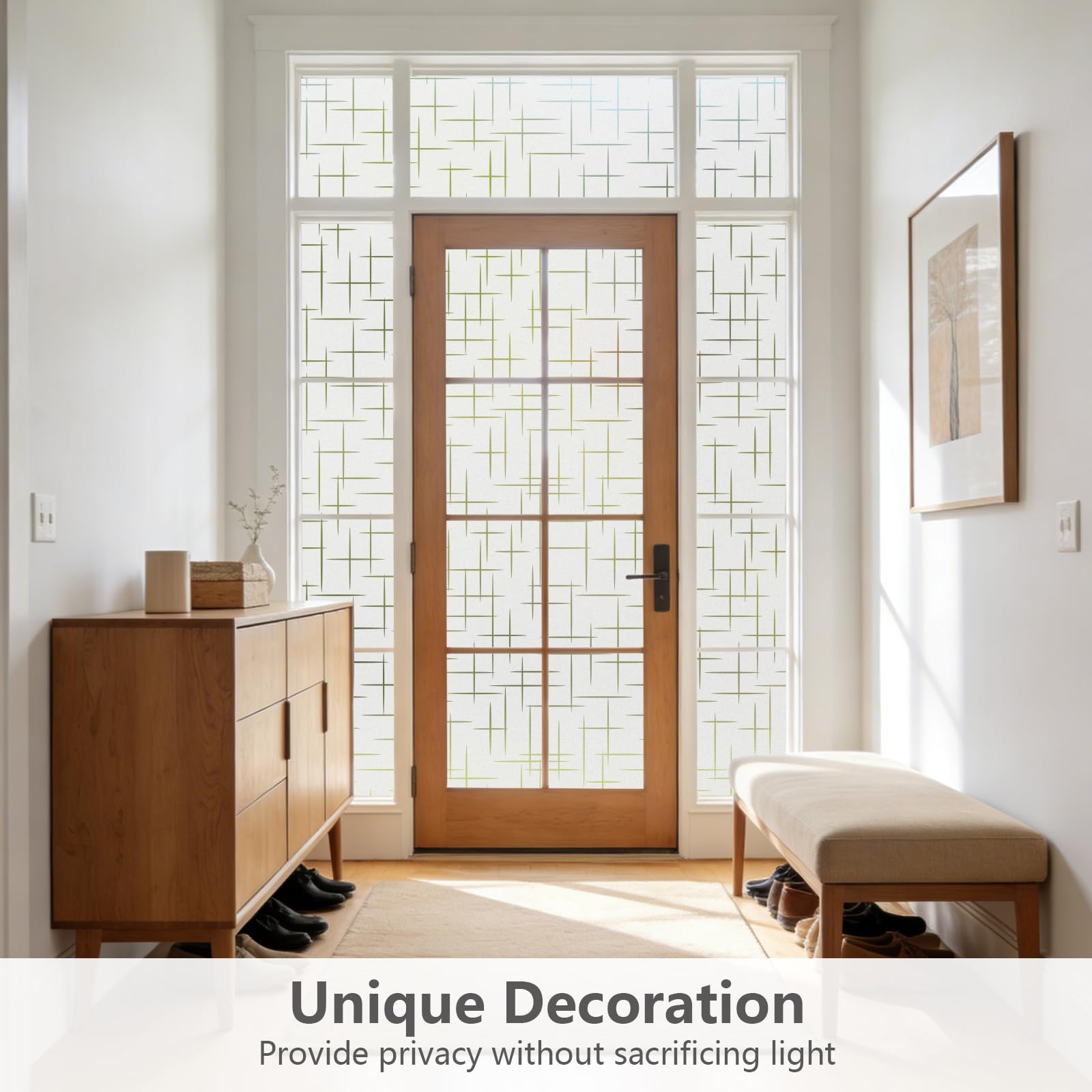 NINETREX Film électrostatique dépoli pour fenêtre - Non adhésif - Amovible - Pour la maison et le bureau - Motif croix, 75 x 200 cm