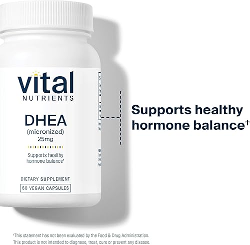 Miniatura 6 de Vital Nutrients DHEA 25 mg (Micronizado)  Apoya el metabolismo, la salud ósea, los niveles hormonales y los niveles de energía*  Sin gluten, lácteos