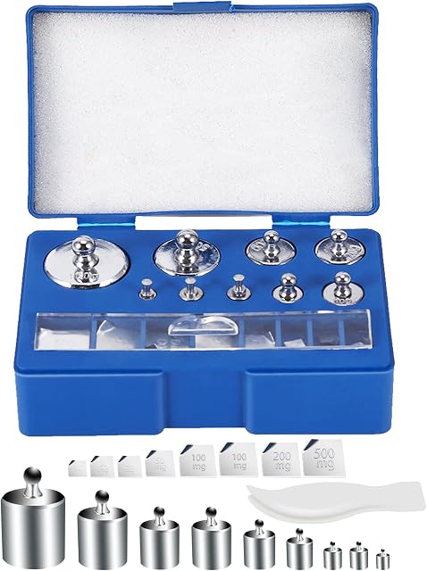17 Pcs Calibration Weights Set, 10mg-100g Grams Weights Calibration, Precision Stainless Steel Calibration Weight Kit, Scale Calibration Weight Kit for Digital Balance Scale, Jewellery Scale