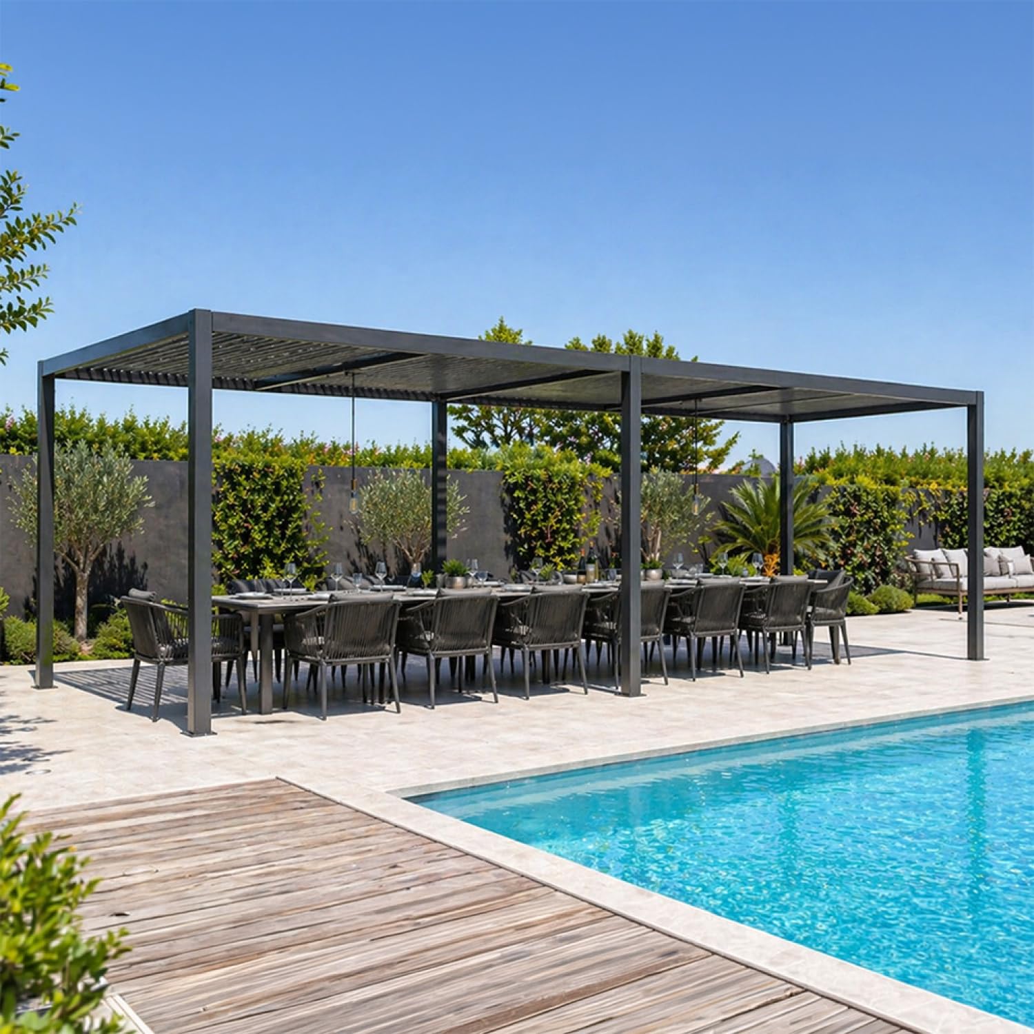 Pergola Bioclimatique Double Paros 571×290 cm Noir Aluminium