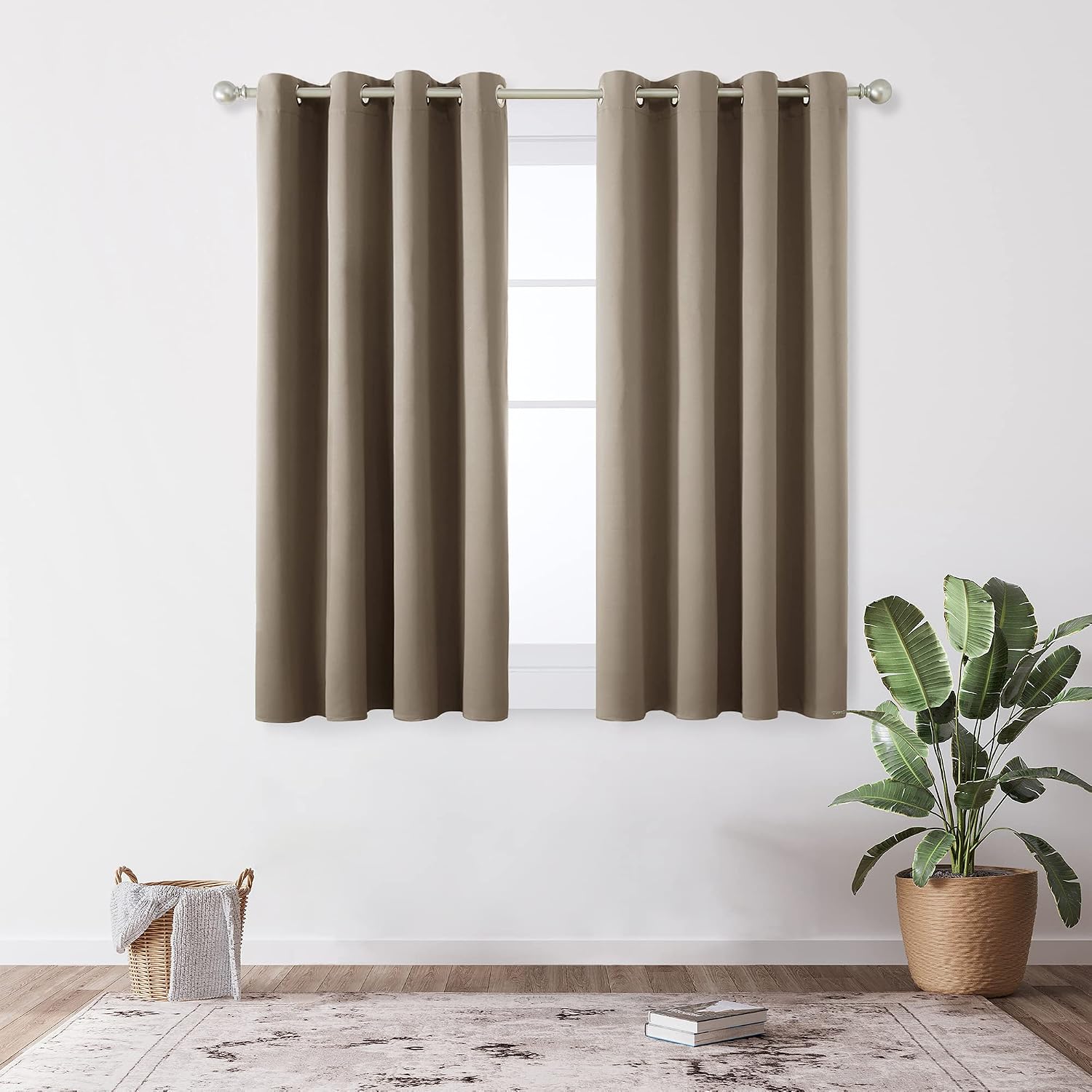 Deconovo Home Decorative Eyelet Curtains Thermal Insulated Blackout Curtains for Living Room Taupe 42 x 54 Inch 2 Panels - Image 3