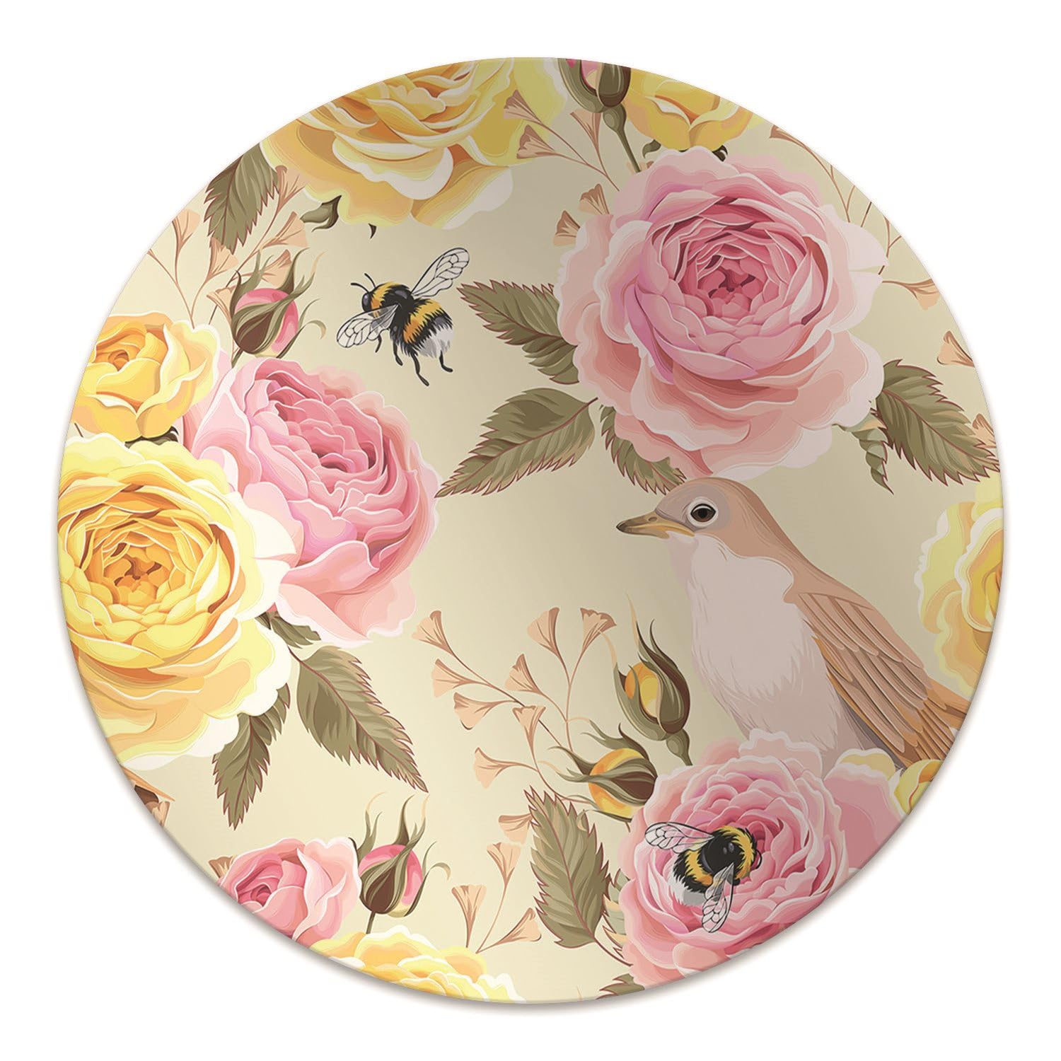 Tapis pour protection PVC ø100 cm oiseaux et roses pour sol