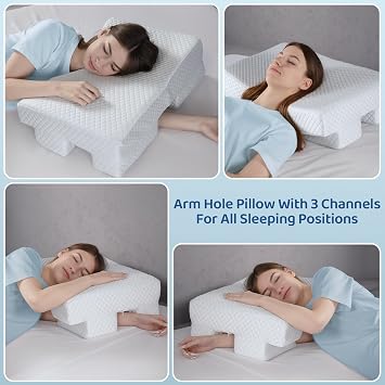 Side Sleeper Pillow with Arm Hole Adjustable Arm Pillow for Pain Relief