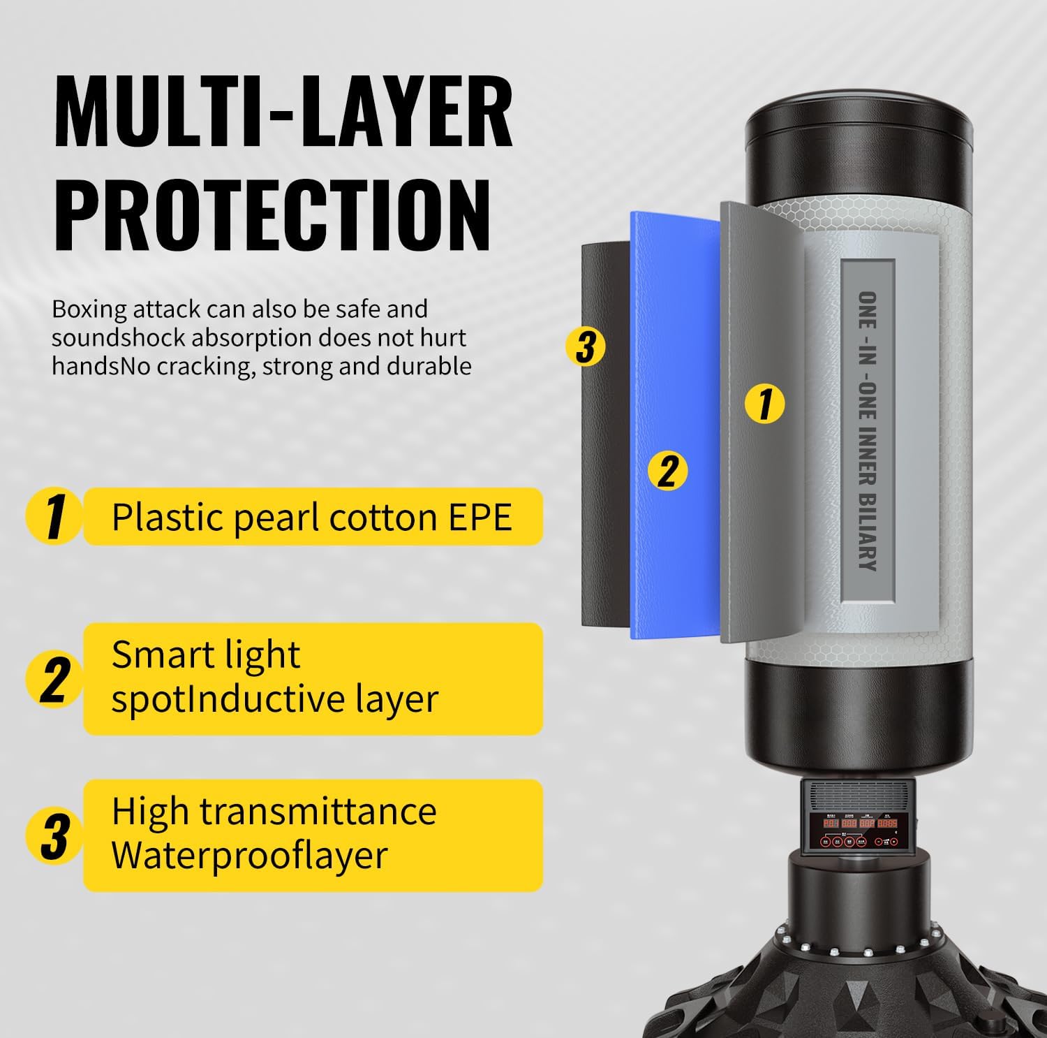 Smart Music Punching Bag 69",4 Training Modes,Can Connect to Bluetooth Smart Music Boxing Bag with 2 Pairs of Boxing Gloves for Home,Office and Gym Workout.