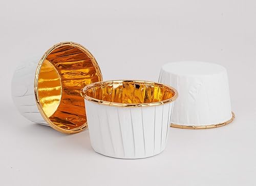 GOLDEN APPLE, Mini tazas de papel de aluminio para hornear pasteles, 50 piezas, moldes para hornear magdalenas, moldes para hornear, tazas para