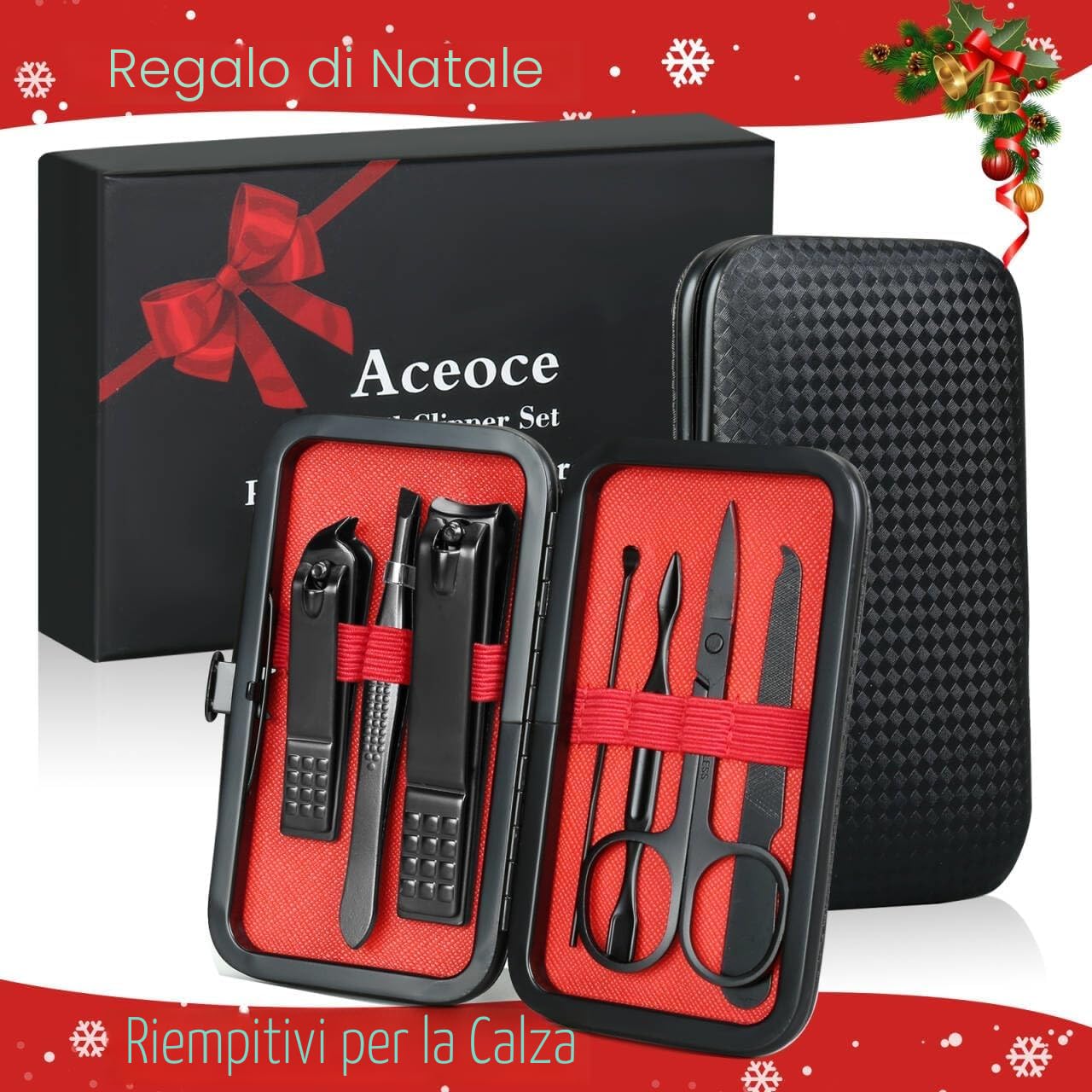 Set manicure da viaggio, kit per manicure, Tagliaunghie Set professionale per la cura delle unghie da uomo,Manicure Nail Grooming Kit Strumenti per Manicure, kit per la cura delle unghie