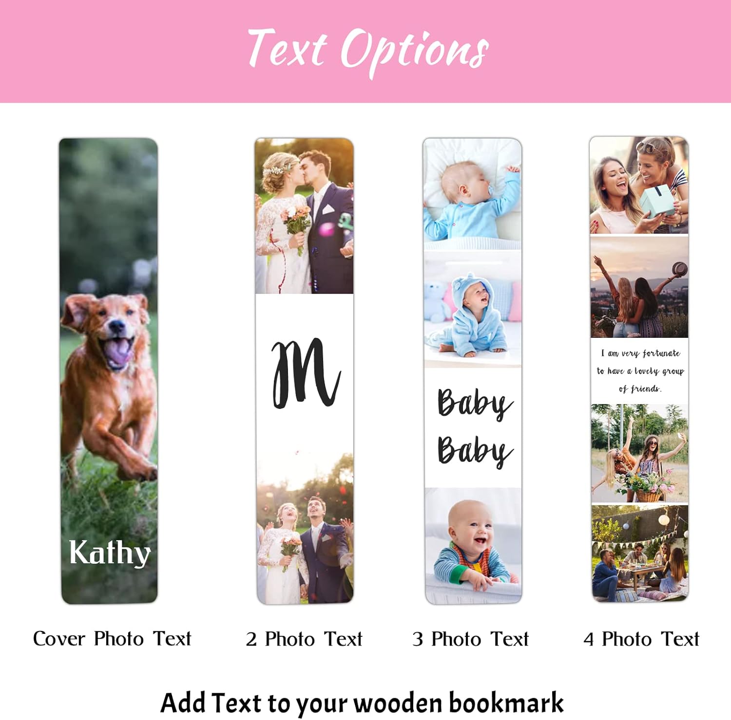 Personalized Bookmarks with Picture Text - Wooden Custom Bookmarks Photo - Double-Sided Customized Bookmark with Gold Tassel for Men Women Kids Gifts for Birthdays Christmas Valentine's Day - Image 3