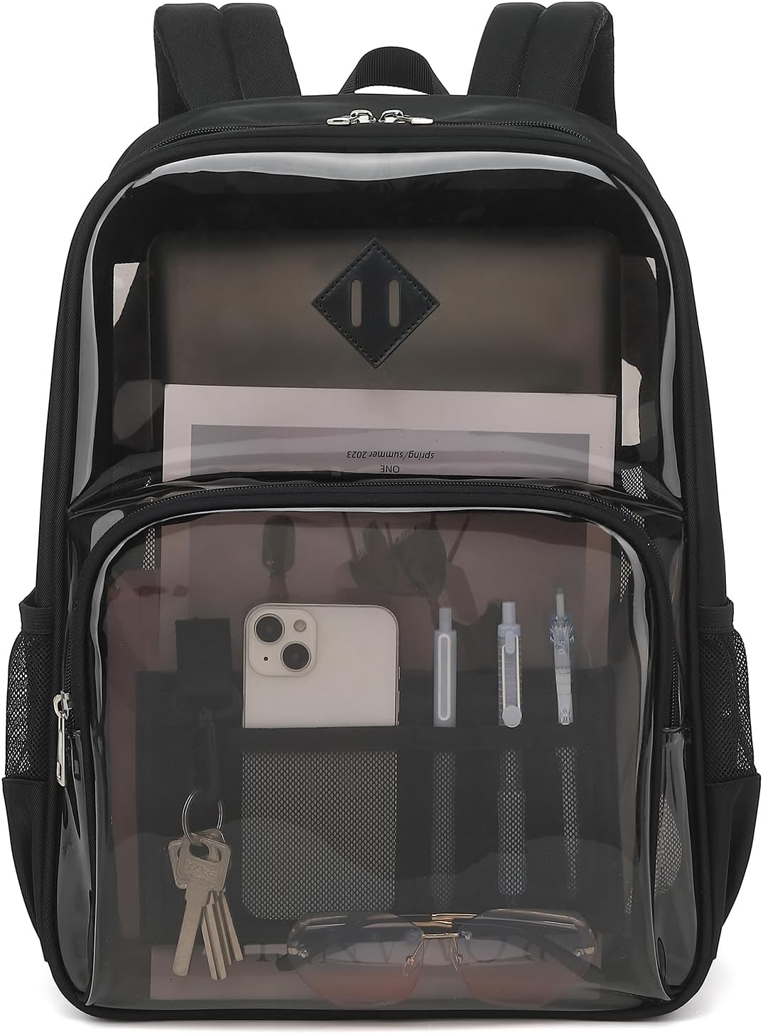 Clear Backpack Heavy Duty for School - Waterproof PVC & Oxford Fabric 2-in-1 Design, Reinforced Shoulder Straps, Clear Bookbag for Girls, Women and Men Smoky - Image 9