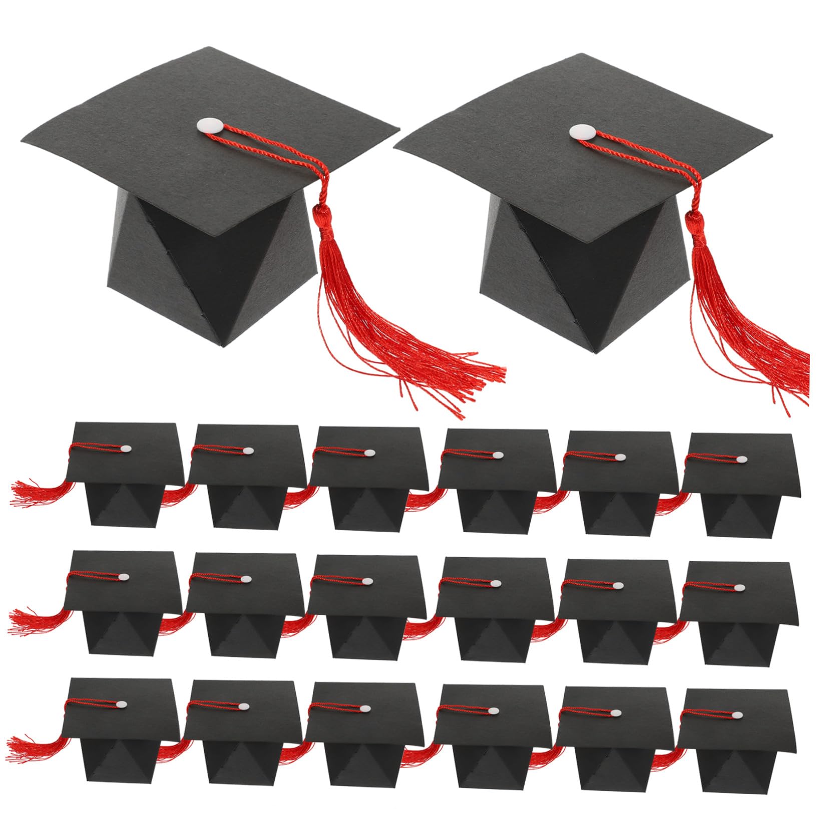 Ipetboom 50 Stück Geschenkboxen Doktorhut Form Abschlussparty Deko Süßigkeitenboxen mit Quastenanhänger für Gastgeschenke und Party Favor bei Graduation Feier