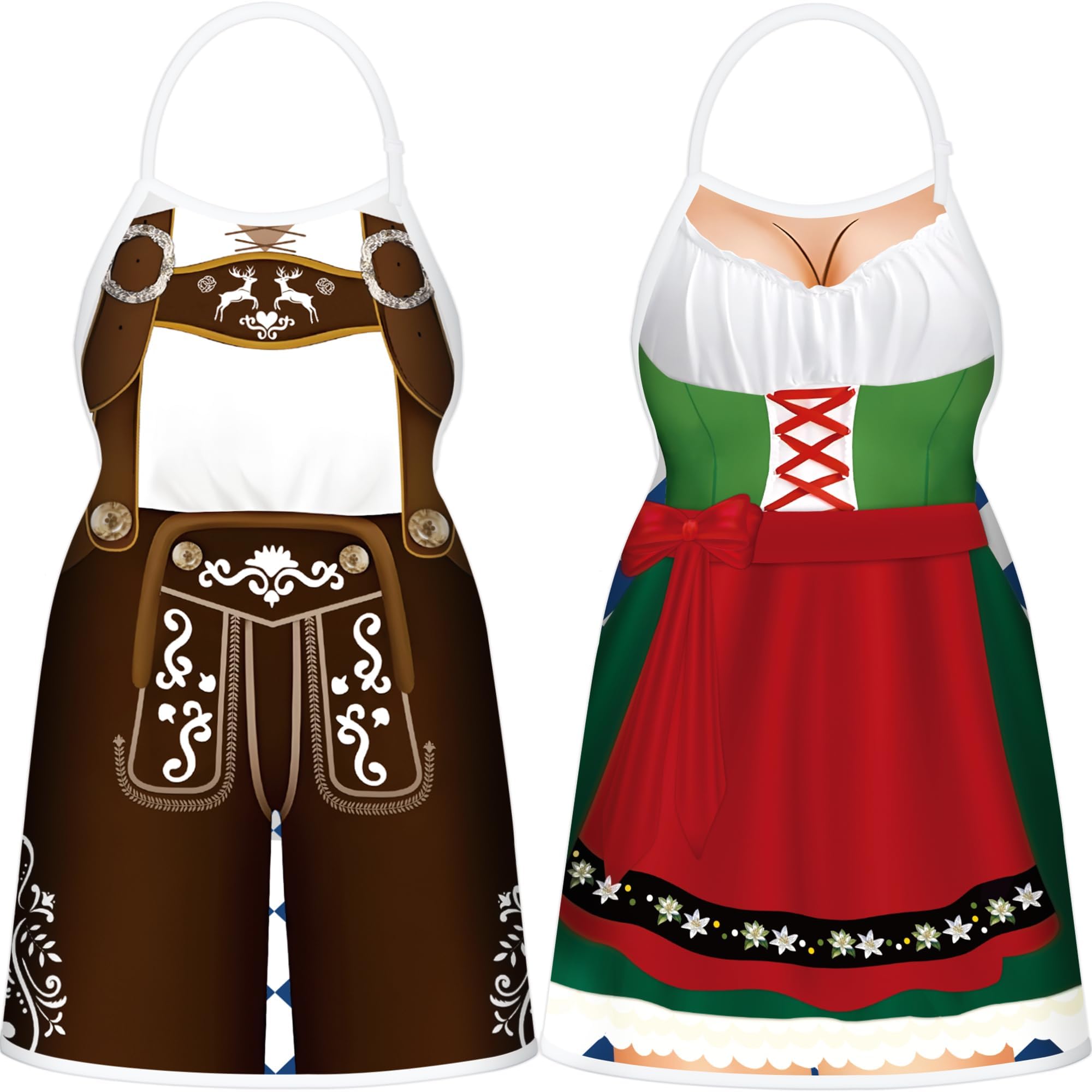 Happynow Oktoberfest Apron Couples Cooking Aprons German Party Supplies(Green)