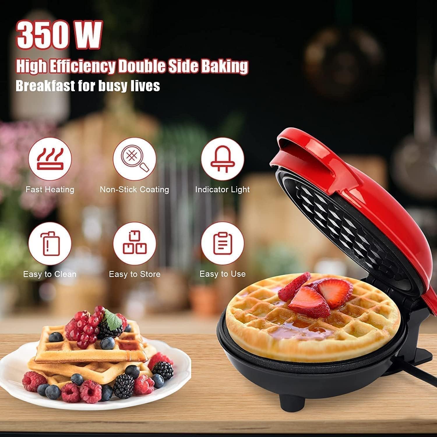 BloomiX Mini Waffle Maker - Electric Waffle Iron -3
