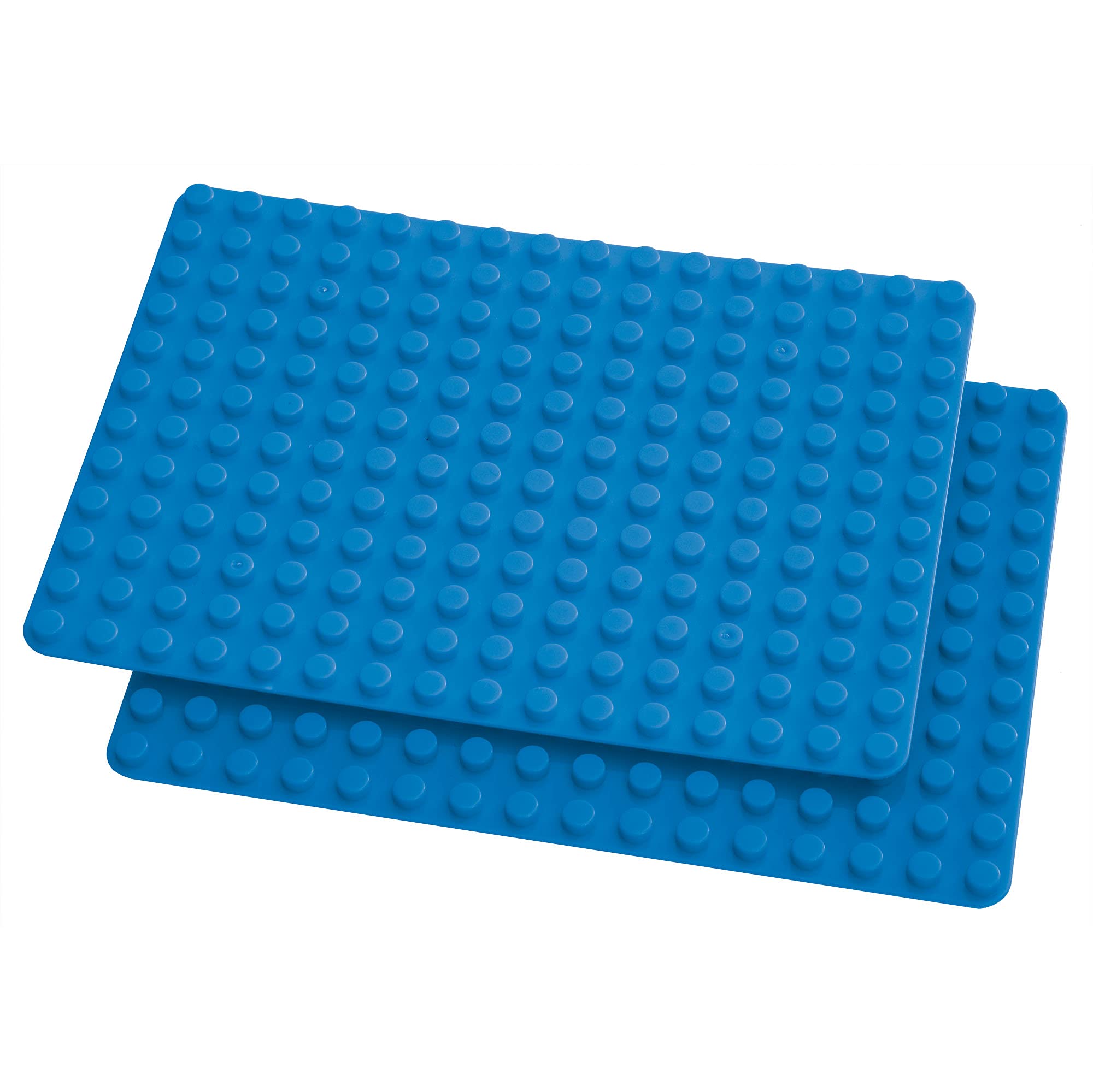 fantifant Set of 2 Building Plates for Large Clamping Blocks, Sea Blue, 255 x 191 x 8 mm, 12 x 16 Nubs, Not Stackable