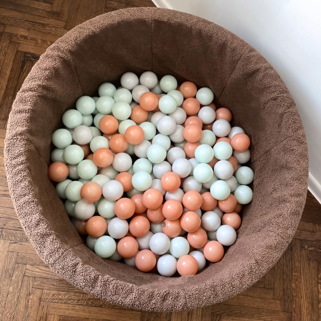 Flumi Personnalisé Piscine a Balle pour Bébé à partir de 1 an - Fosse à Boules pour Enfants 90x40cm - 200 Balles ∅ 7cm - Produit Européen - Oeko-TEX et CE Certifiée (Teddy Chocolat)