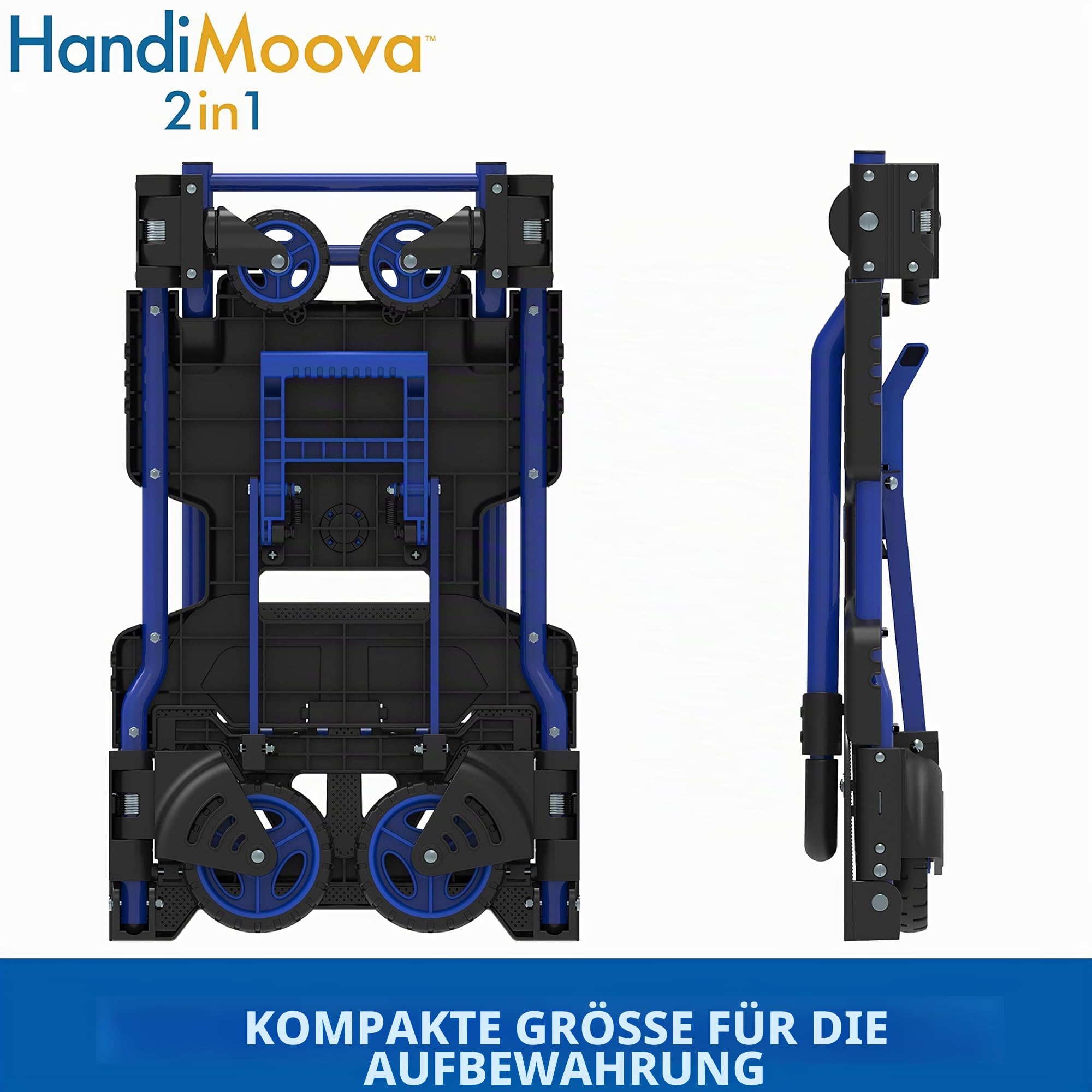 HandiMoova 2-in-1-Sackkarre, 70 kg, multifunktional, 135 kg, zusammenklappbar, in Sekunden konvertierbar