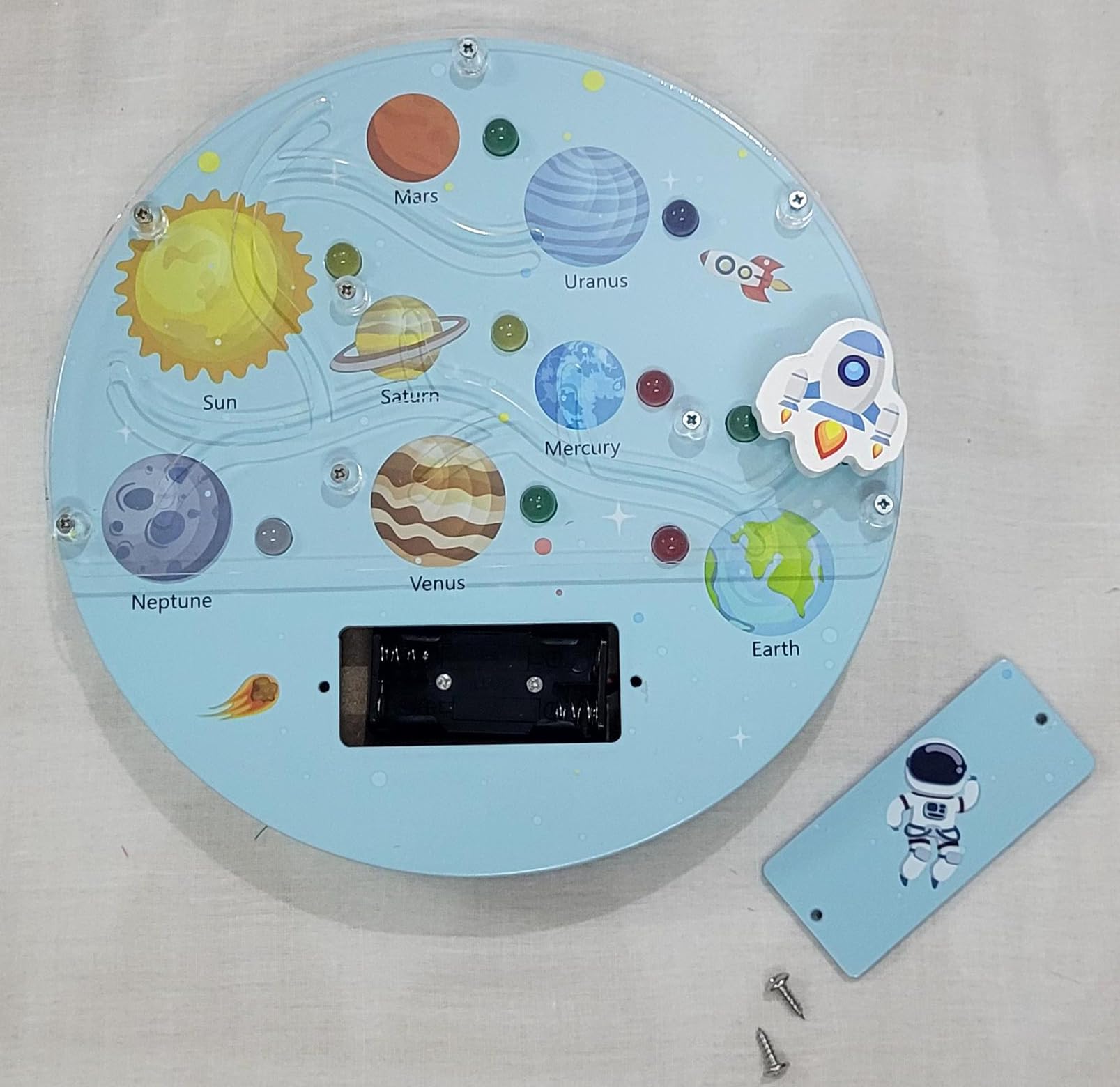 Retail Birds Wooden Space Planet LED Busy Board, 4 AAA Batteries Required 1