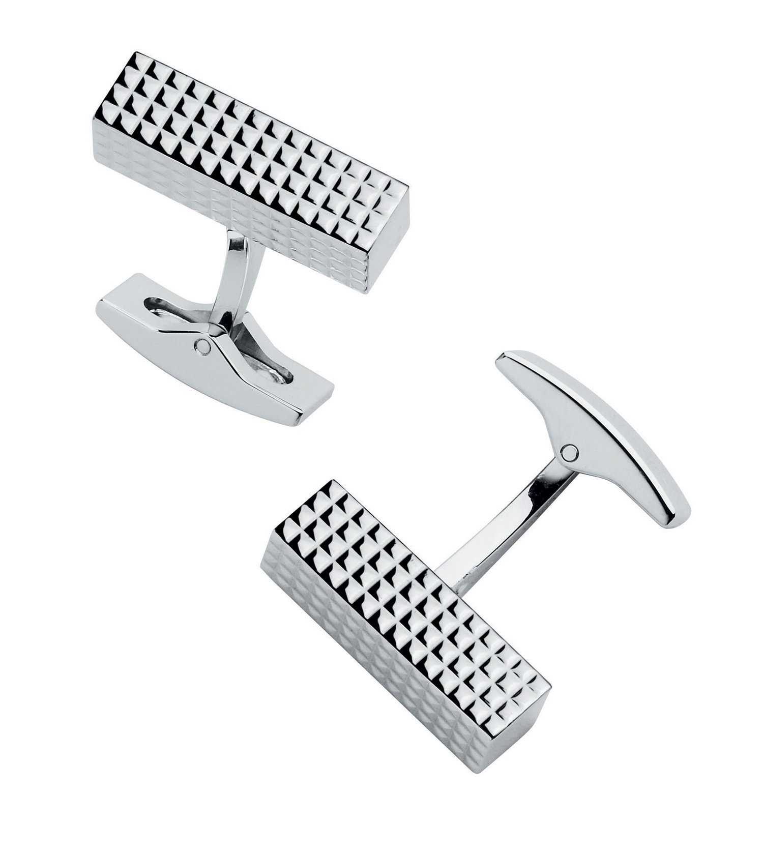 S.T. Dupont Manschettenknöpfe Palladium Diamantkopf rechteckig Silber