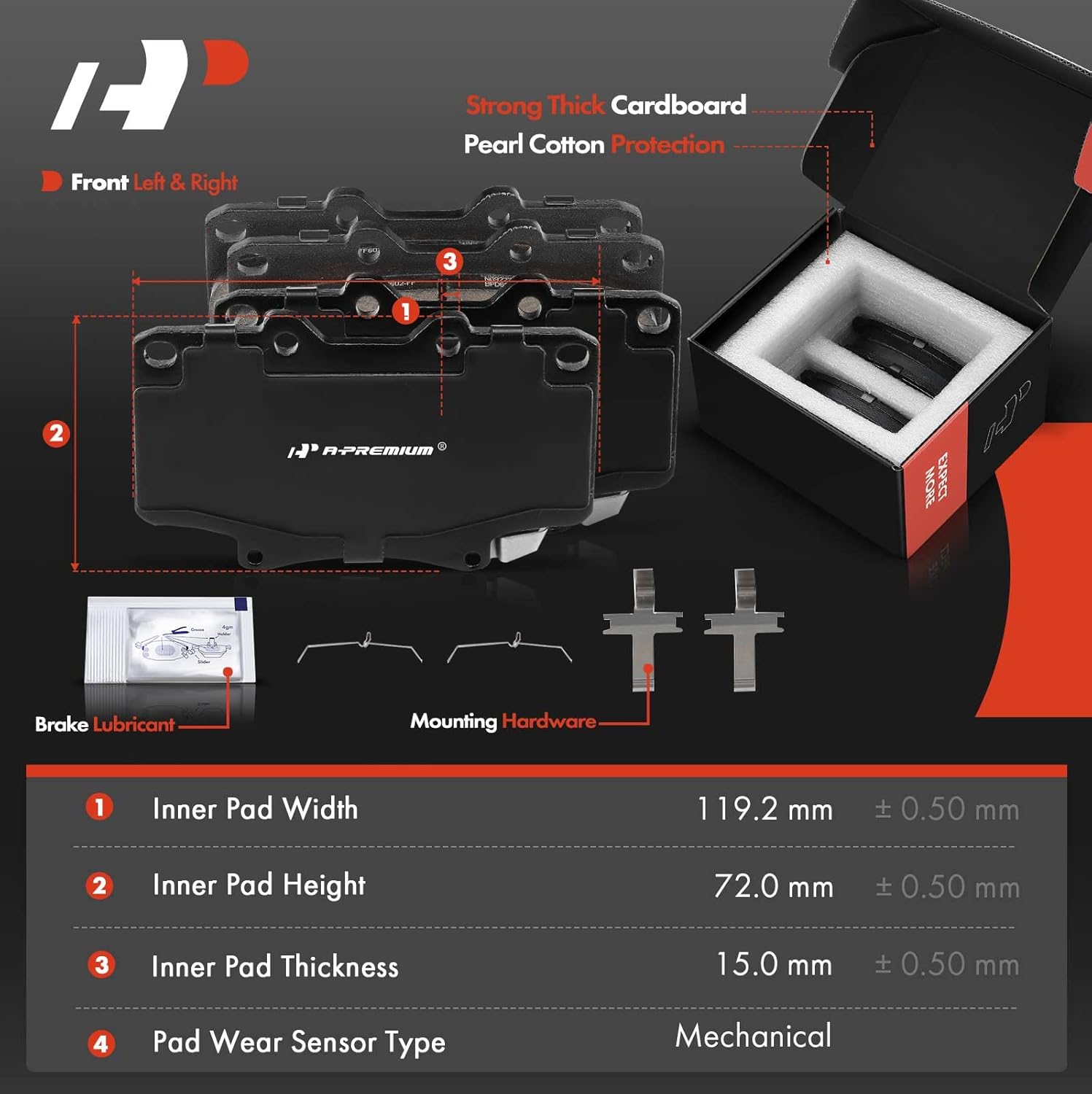 A-Premium 12.55 inch (318.7mm) Front Vented Disc Brake Rotors + Ceramic Pads Kit Compatible with Select Toyota Model - Tacoma 2004-2004, 4Runner 1996-2002, 6-PC Set
