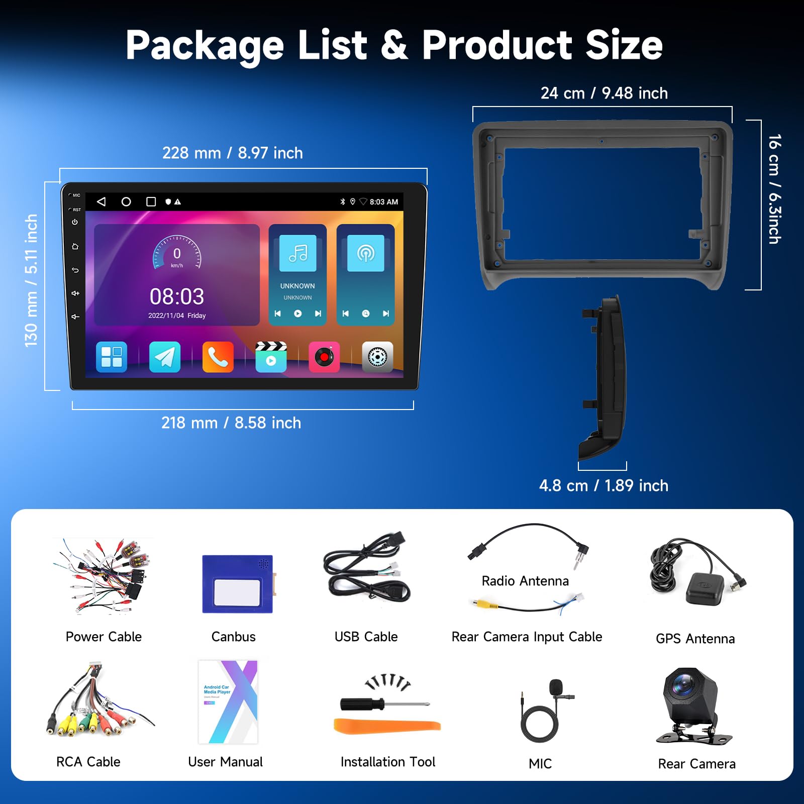 Hodozzy 2G+64G Radio para Audi TT 2006-2014 con Carplay Android Auto Inalámbrico, Reproductor 2 DIN 9 Pulgadas Pantalla Táctil Radio Coche GPS Bluetooth WiFi FM/RDS Cámara Vision Trasera Canbus
