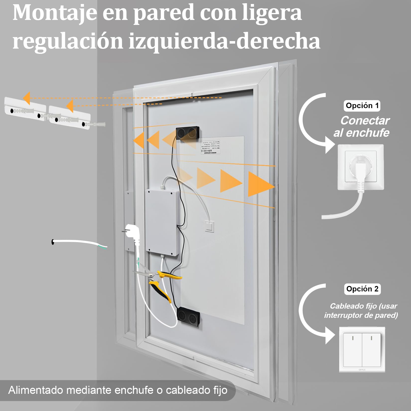 Espejo de baño LED con Luces, Altavoz Dual Bluetooth 100x70 cm, antivaho, 3 temperaturas de Color, Brillo Regulable, función de Memoria, Impermeable, diseño de Montaje en Pared, Vidrio Templado