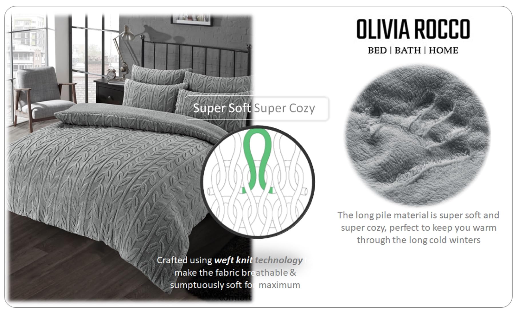 Olivia Rocco Leaf Teddy Fleece Duvet Cover Set Easy Care Quilt Bedding Sets with Pillow Case Thermal Warm Cosy Super Soft Fluffy Comforter Bed linens - Image 4