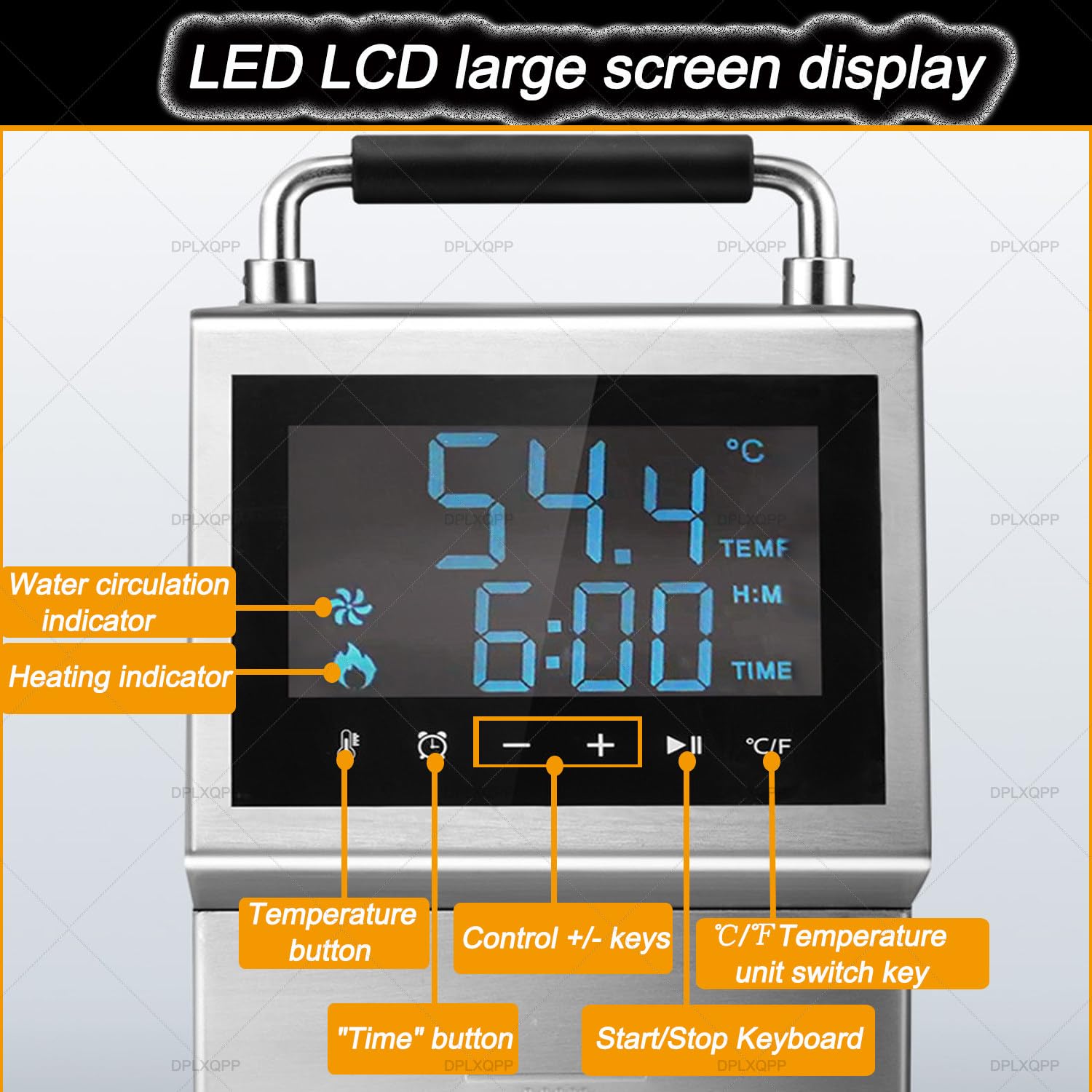 Olla De Inmersión Sous Vide 2000w Profesional: Máquina De Cocción Al Vacío con Pantalla LED,Temporizador 1min-99h,Acero Inoxidable,Ahorro Energético,para Uso Intensivo En Cocina