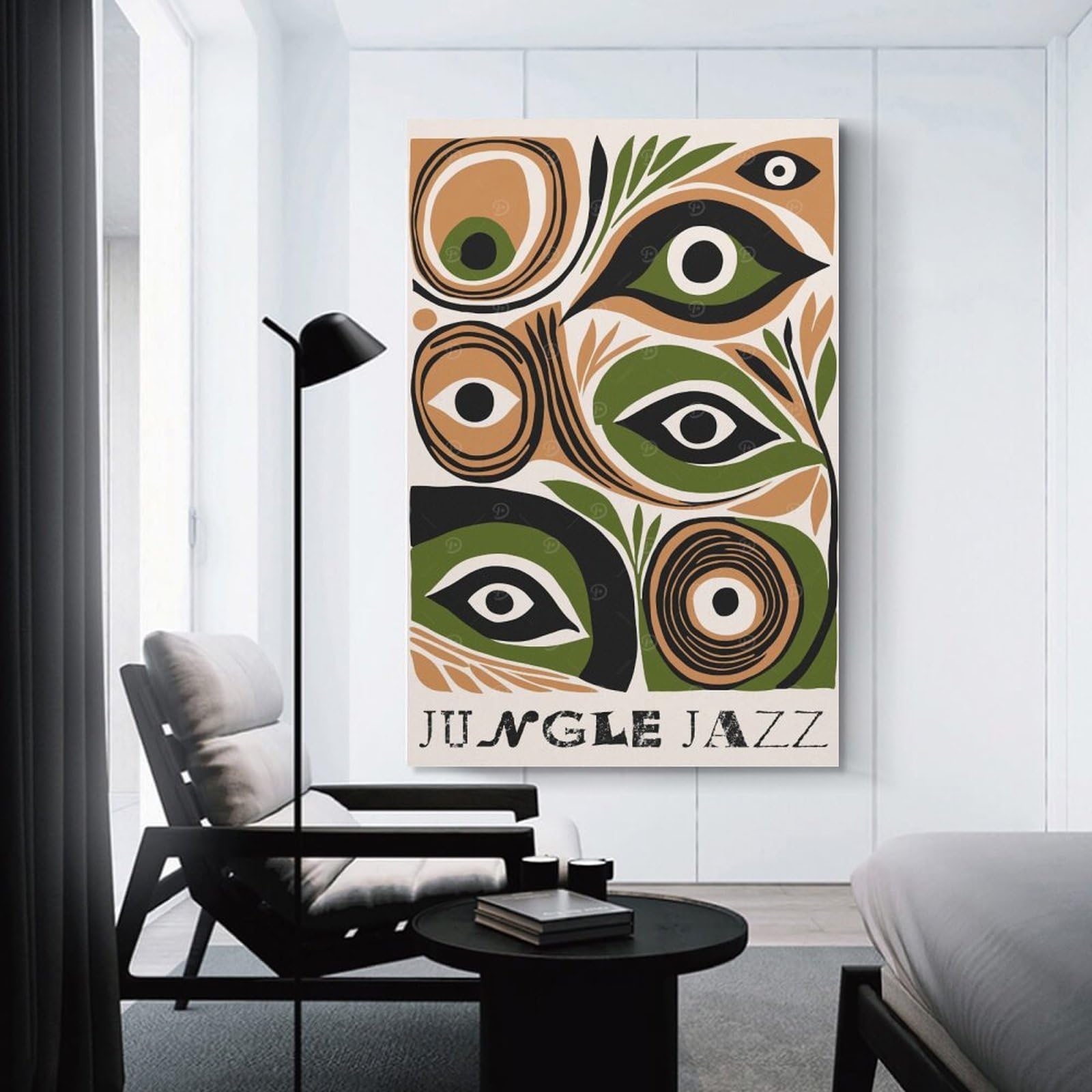 Junmoney Jungle Jazz Music Art Decorative Canvas Print, 20x30inch(50x75cm), for Study, Office Or Focused Interiors, Canvas Wall Decor for Creative Rooms
