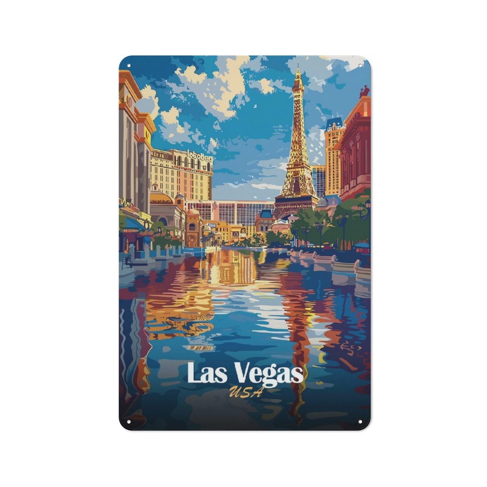 Junmoney Style-10 Retro Metal Plaque 30X20cm Featuring Las Vegas Usa Travel For Workshop Wall, For Metal Sign Collectors, For Garage And Workshop Walls