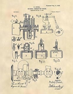 Patent Prints - 1898 Diesel Engine Patent Art - Patent Poster (8.5 x 11) - 140