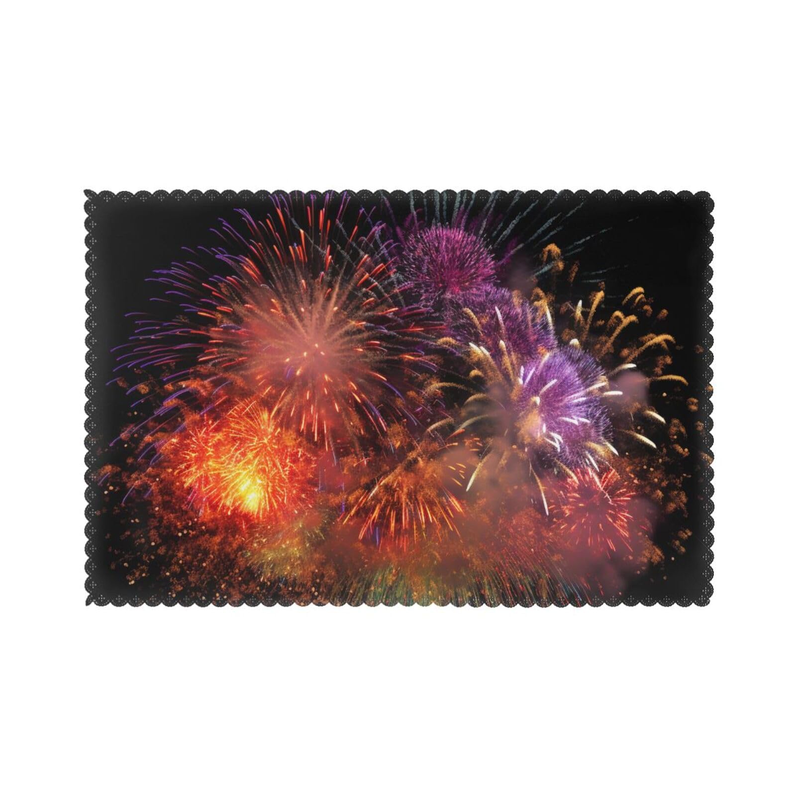 Explosion Firework 3D Printed Placemat Heat Resistant Place Mats Set of 6 PCS Washable Kitchen Table Mats, 12x18 Inch
