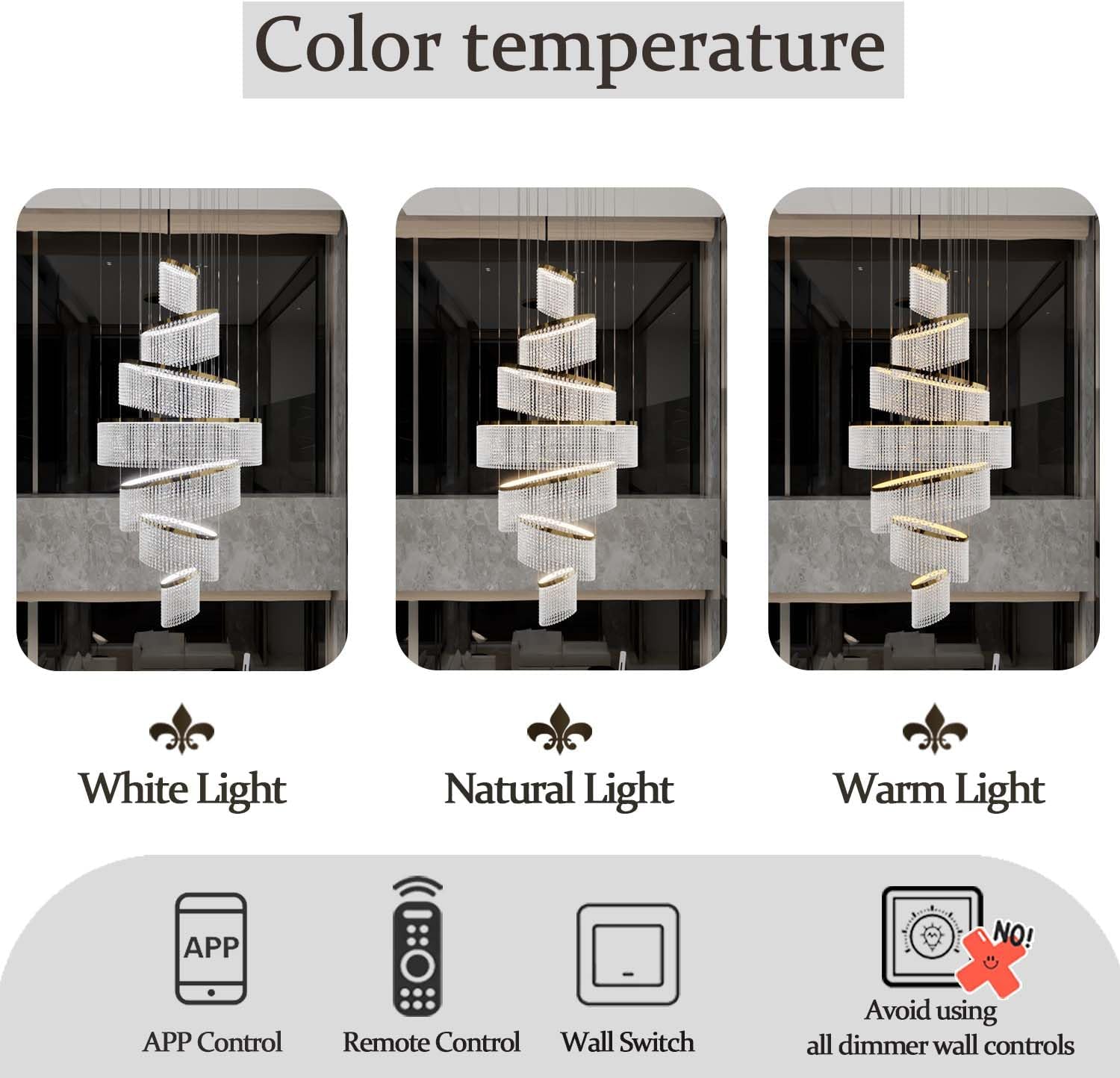Flashing God H120'' Large 9-Tier Crystal Chandelier for High Ceiling Modern K9 Crystal Raindrop Gold Chandeliers Lighting Round Ceiling Light Entryway Staircase Foyer Villa LED Dimmable 2700-6000K