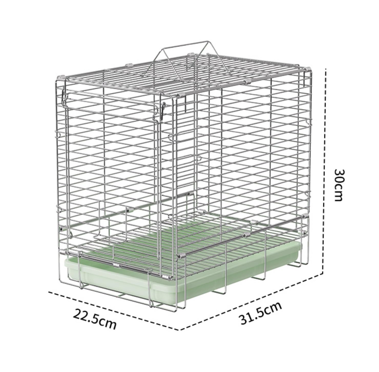 Jaula para Loros Transportín For Pájaros De Acero Inoxidable Plegable Mano For Cotorras Y Agapornis para Exteriores Interiores(Grün)