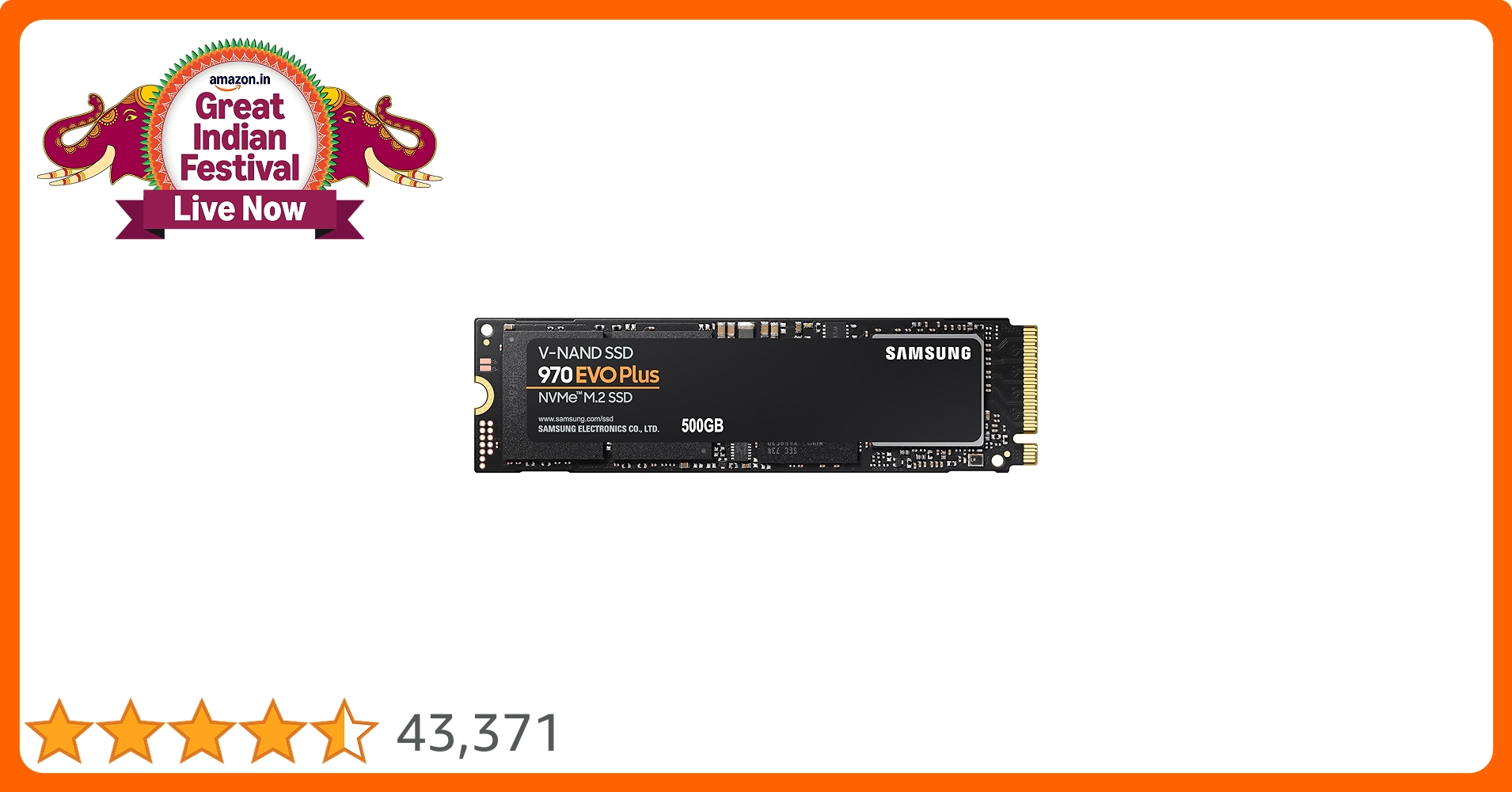 Samsung 970 EVO Plus 500GB PCIe NVMe M.2 (2280) Internal Solid State Drive (SSD) (MZ-V7S500)