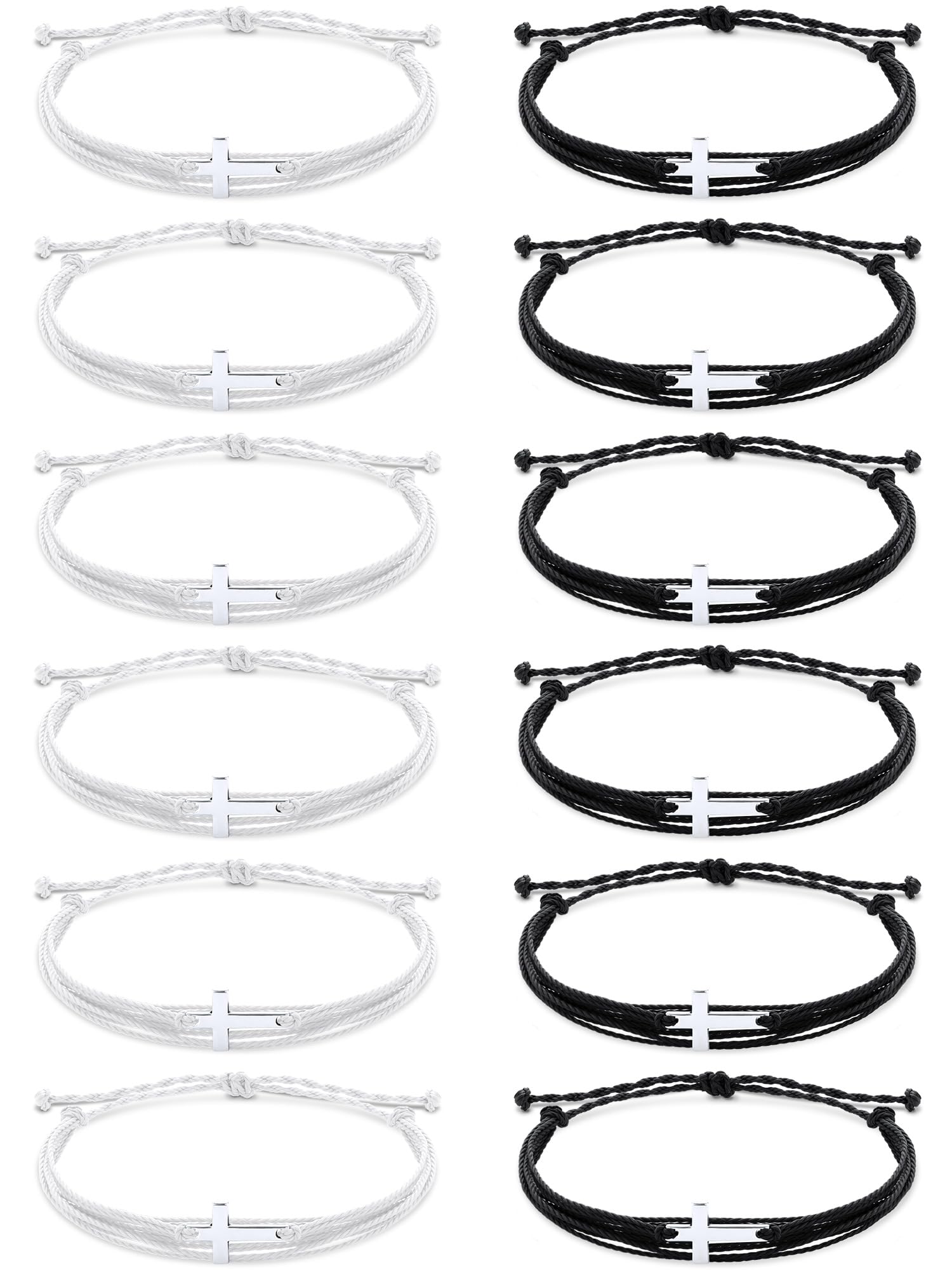 Bracciale con CROCE Argento corda cordino Nero Colorato braccialetto Uomo Donna