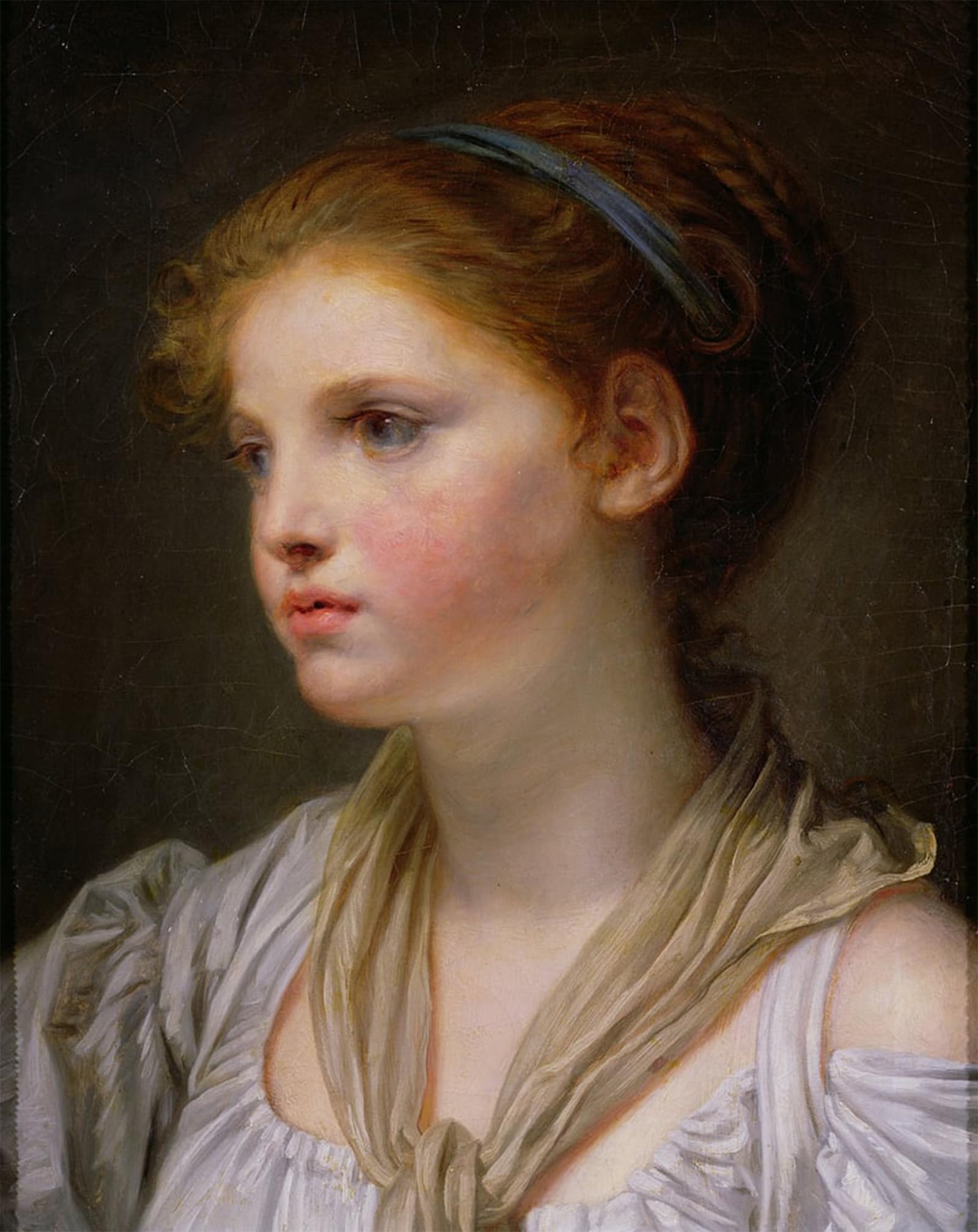 SERENDIPITP Abstract Painting Mural Print Picture Wall Decor Painting Irl with Aribbon by Jean Baptiste Greuze Vintage Wall Artwork for Home Decor 60x90cm