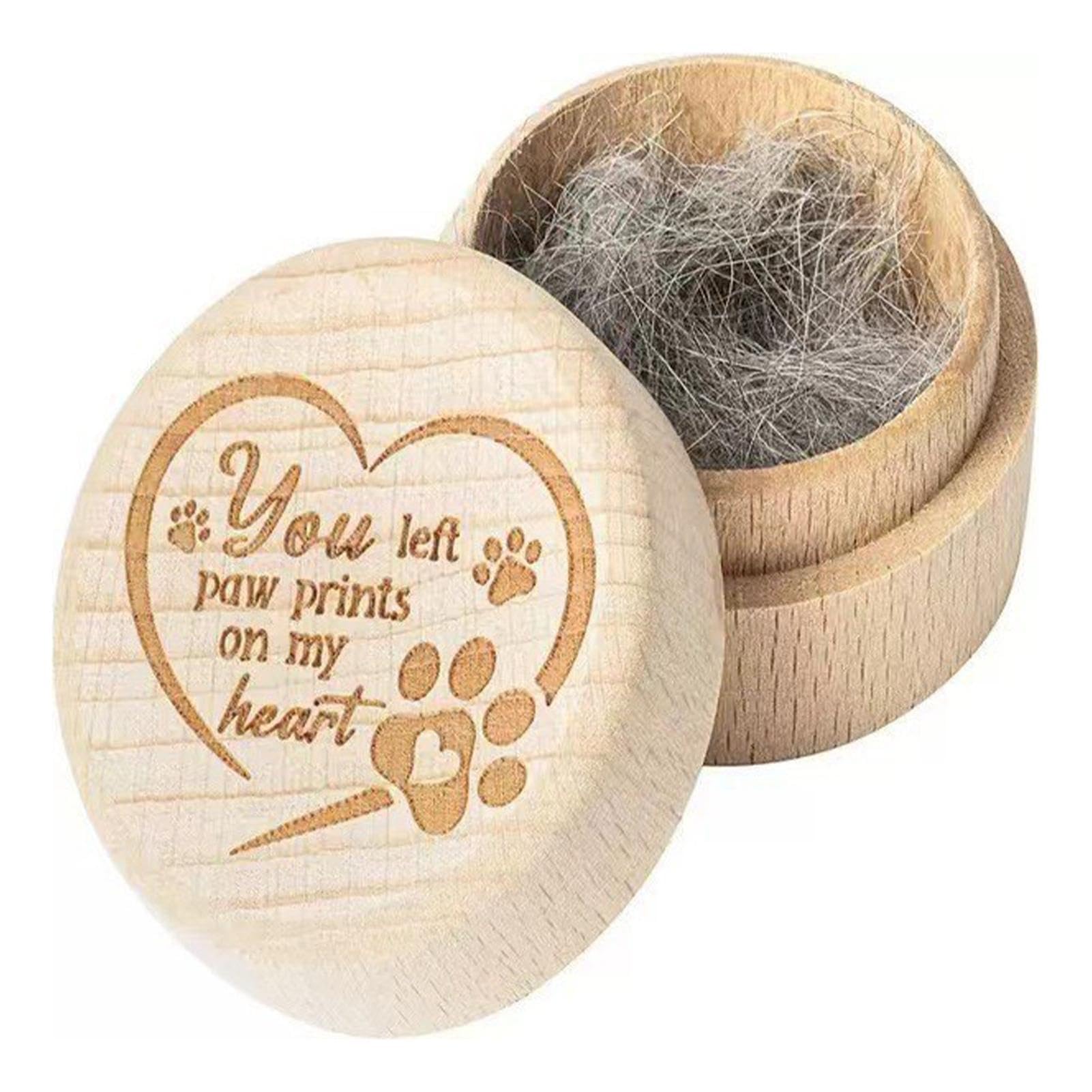 Wooden Pet Hair Memorial Keepsake Box, Dog Cat Hair Ashes Teeth Nails Storage Container, 5x5x3cm