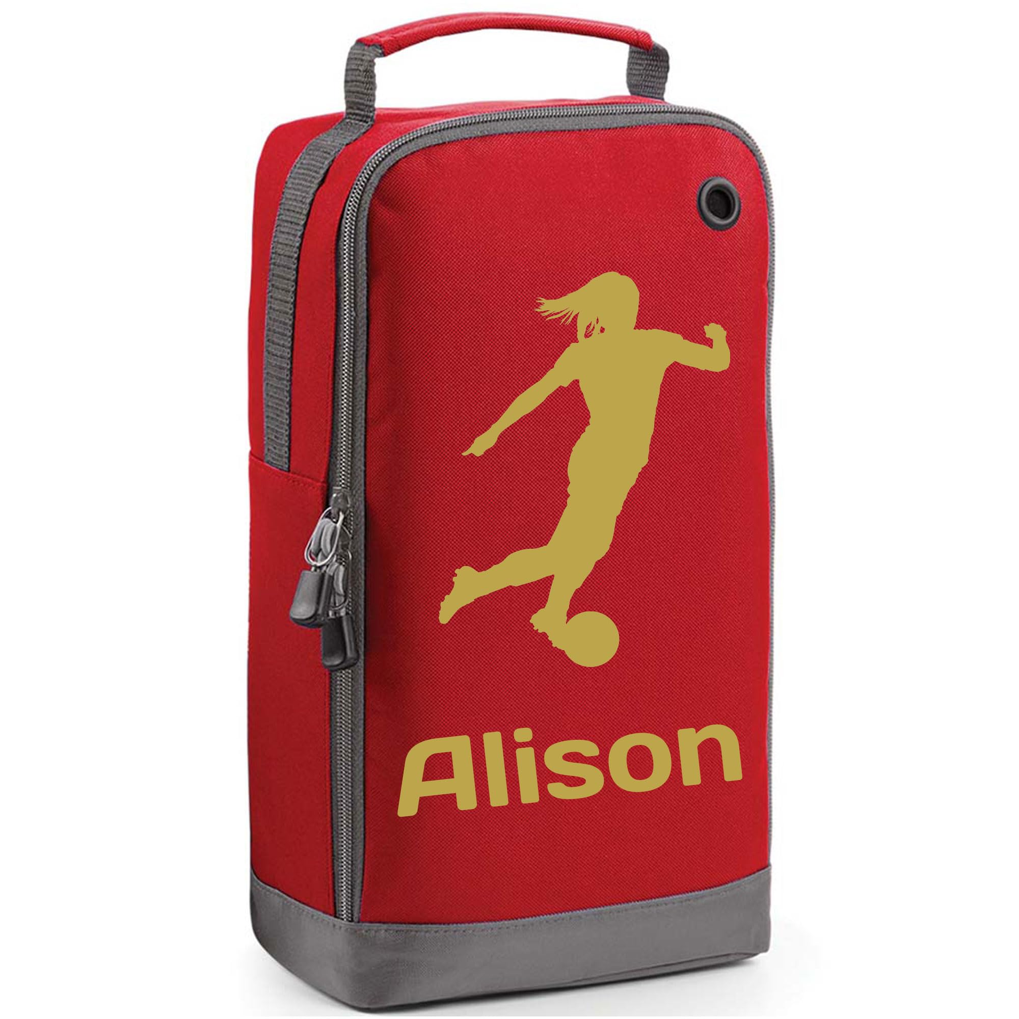 Personalised Footballer Design Sports Boot Bag - Personalised Girls Football Gift Red