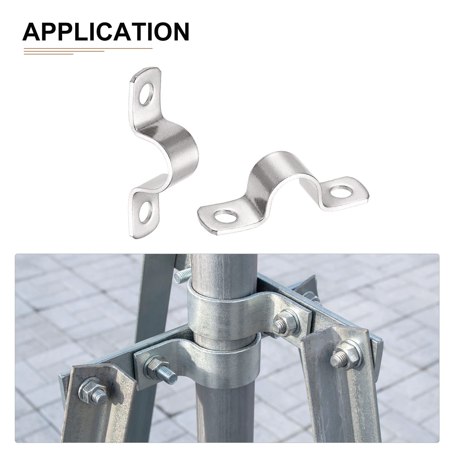 DTGN 20mm(W) Two Hole Strap, 4Pack, Good for Industrial 18mm Dia Pipe Fixing, 304 Stainless Steel Rigid Pipe Strap Clamp - Image 4