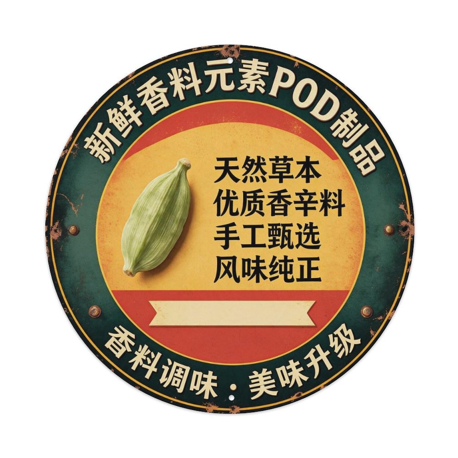Fresh Green Cardamom Pods Metal Tin Sign Plaque