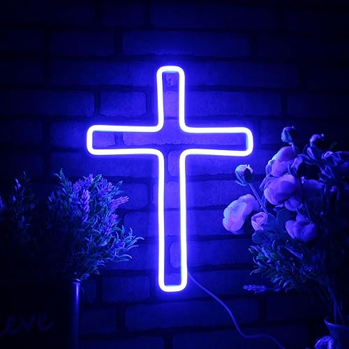 Miniatura 9 de AdvPro Cruz Jesús Decoración Para El Hogar Flex Silicona LED Neon Sign - Azul - st16s33-fnu0059-b