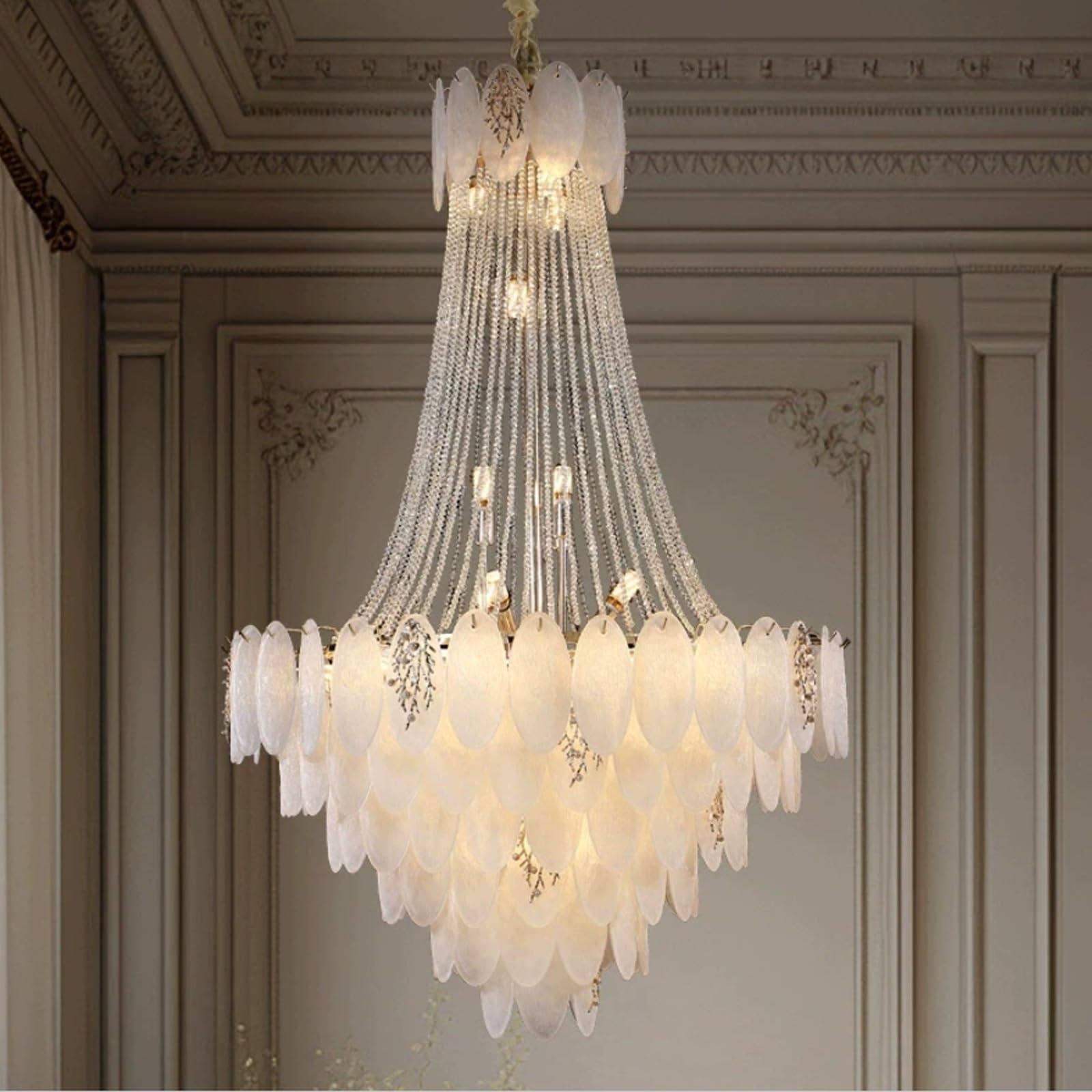 Lampadario Foyer In Oro, Grande Lampadario Cristallo In Stile Francese