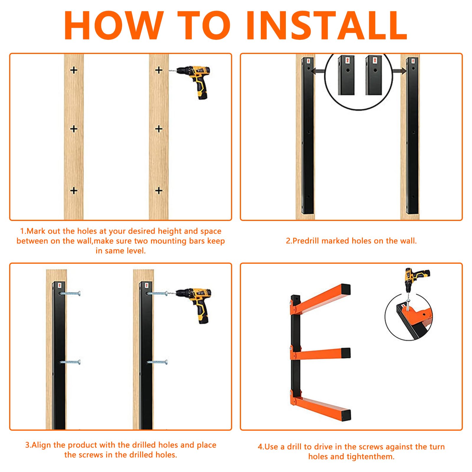 Kragarmregal, 2 Stück Holzlagerungs-Metallregal Holzregal mit 3 Ebenen Wandregal Garage Werkzeug Wandhalterung Snowboard Storage Wandmontiertes Rack für Leiter Fahrrädern Holzlager