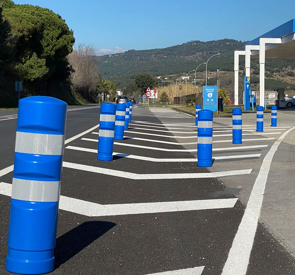 PAL | Hito de balizamiento y señalización de trafico H-75 azul elástico de gran flexibilidad y resistencia a los impactos (3- Hitos)