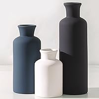 Vista 11 de Juego de 3 jarrones de cerámica, jarrones modernos neutros de flores, decoración del hogar, decoración rústica de granja, jarrón de pampas