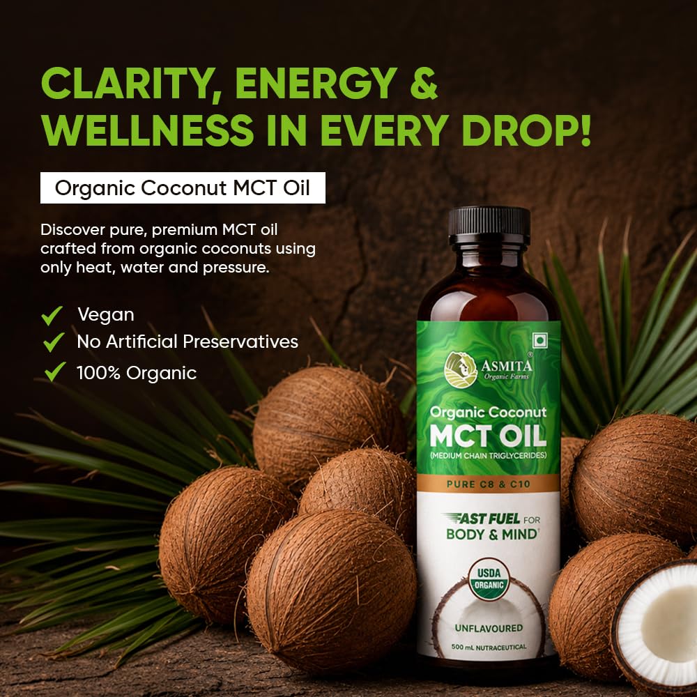 MCT Oil 500ml | Pure C8 & C10 | Keto & Paleo Friendly | Organic | Sourced from Coconuts | Unflavored Oil that helps Supports Brain Function & Instant Energy | Pack of 1 — Amazon image 3