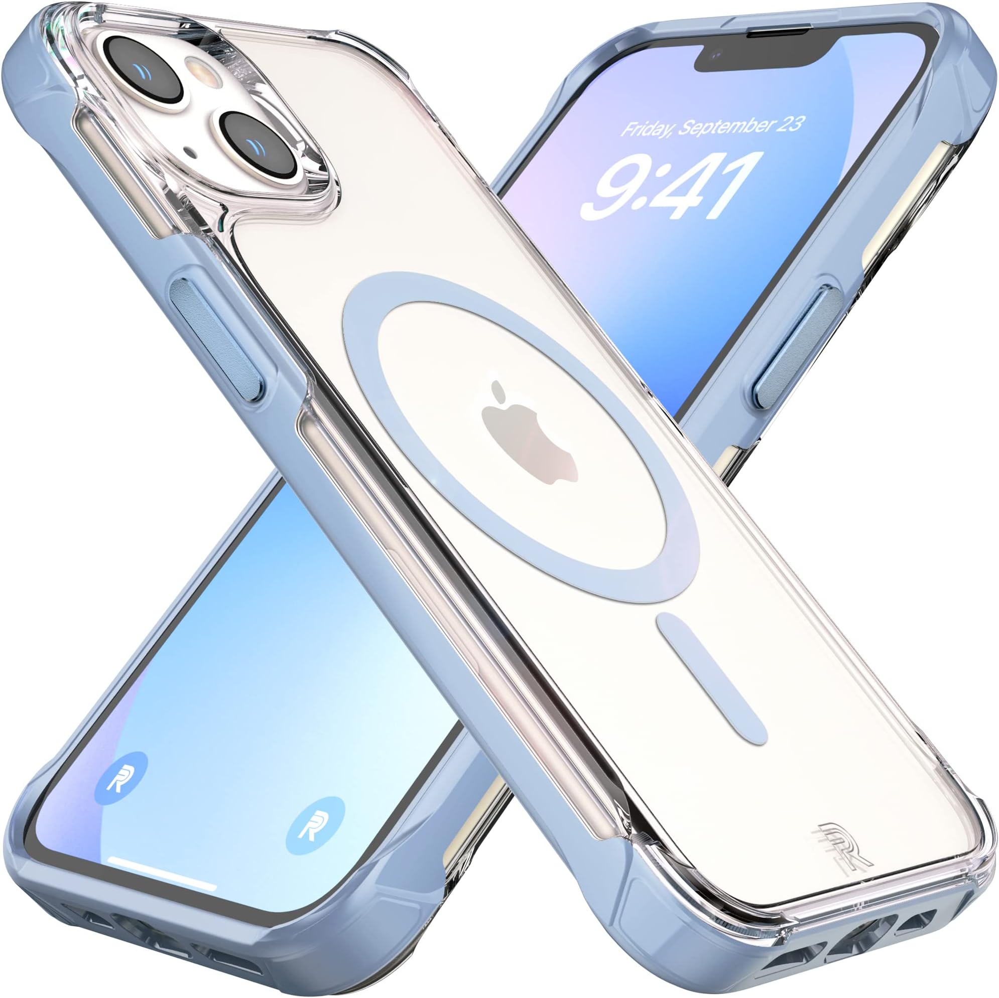 Phone REBEL Clear iPhone 13 Case [Crystal Series Gen-3] MagSafe Compatible, Non-Yellowing Anti-Scratch, Protective Shockproof Bumpers, Metal Buttons, Slim Fit Grip, 6.1 Inch 2021 (Crystal Sierra Blue)