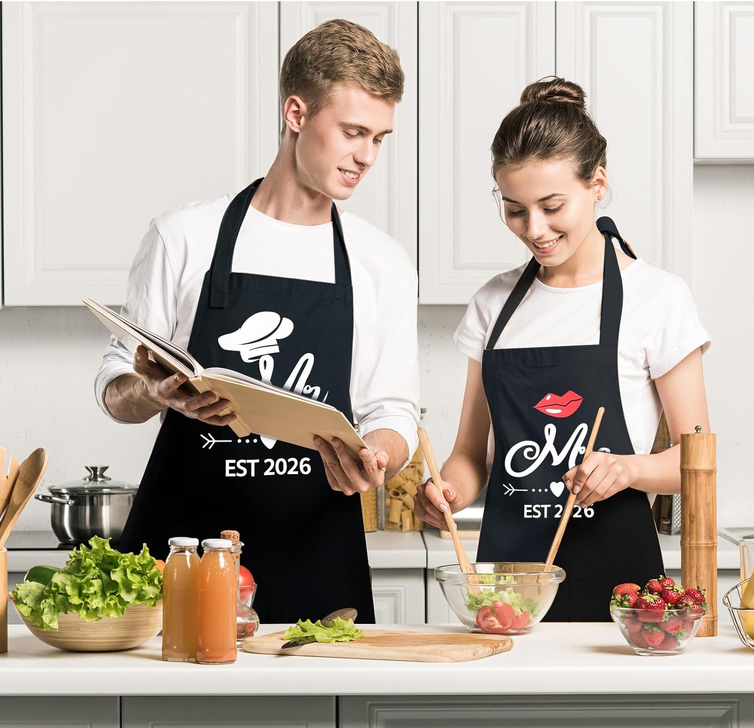 Mr and Mrs Est 2026 Mug and Apron Set, Wedding Engament Anniversary